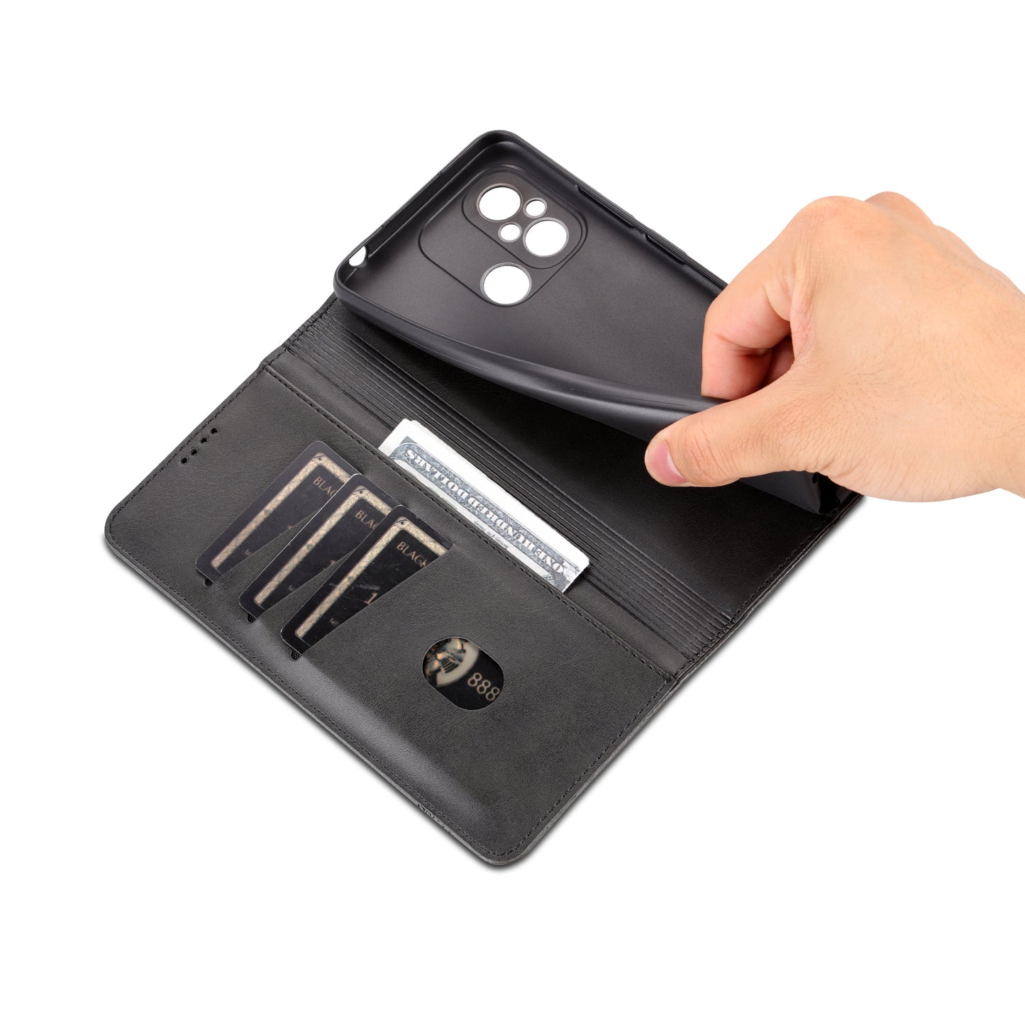 AZNS For Xiaomi Poco C55 4G / Redmi 11A 4G / Redmi 12C 4G Leather Phone Case Wallet Stand Smartphone Cover