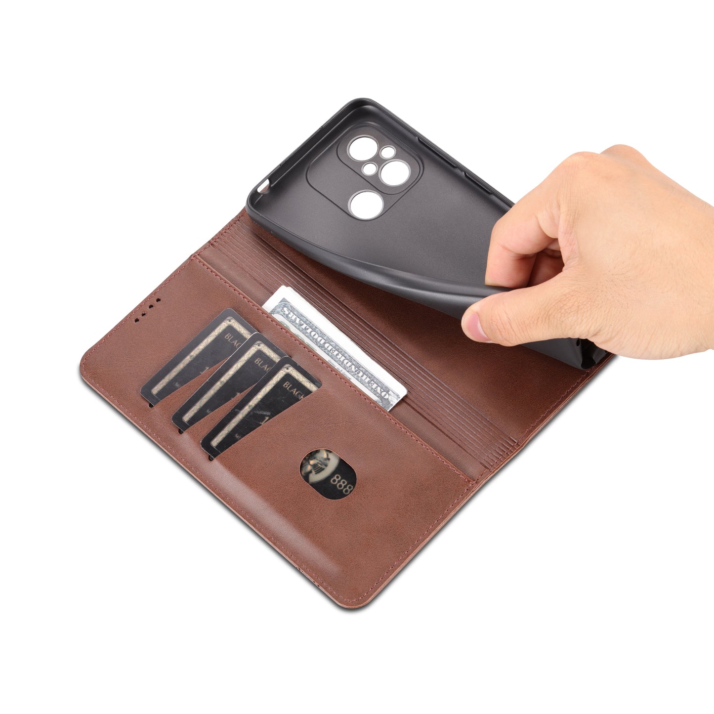 AZNS For Xiaomi Poco C55 4G / Redmi 11A 4G / Redmi 12C 4G Leather Phone Case Wallet Stand Smartphone Cover
