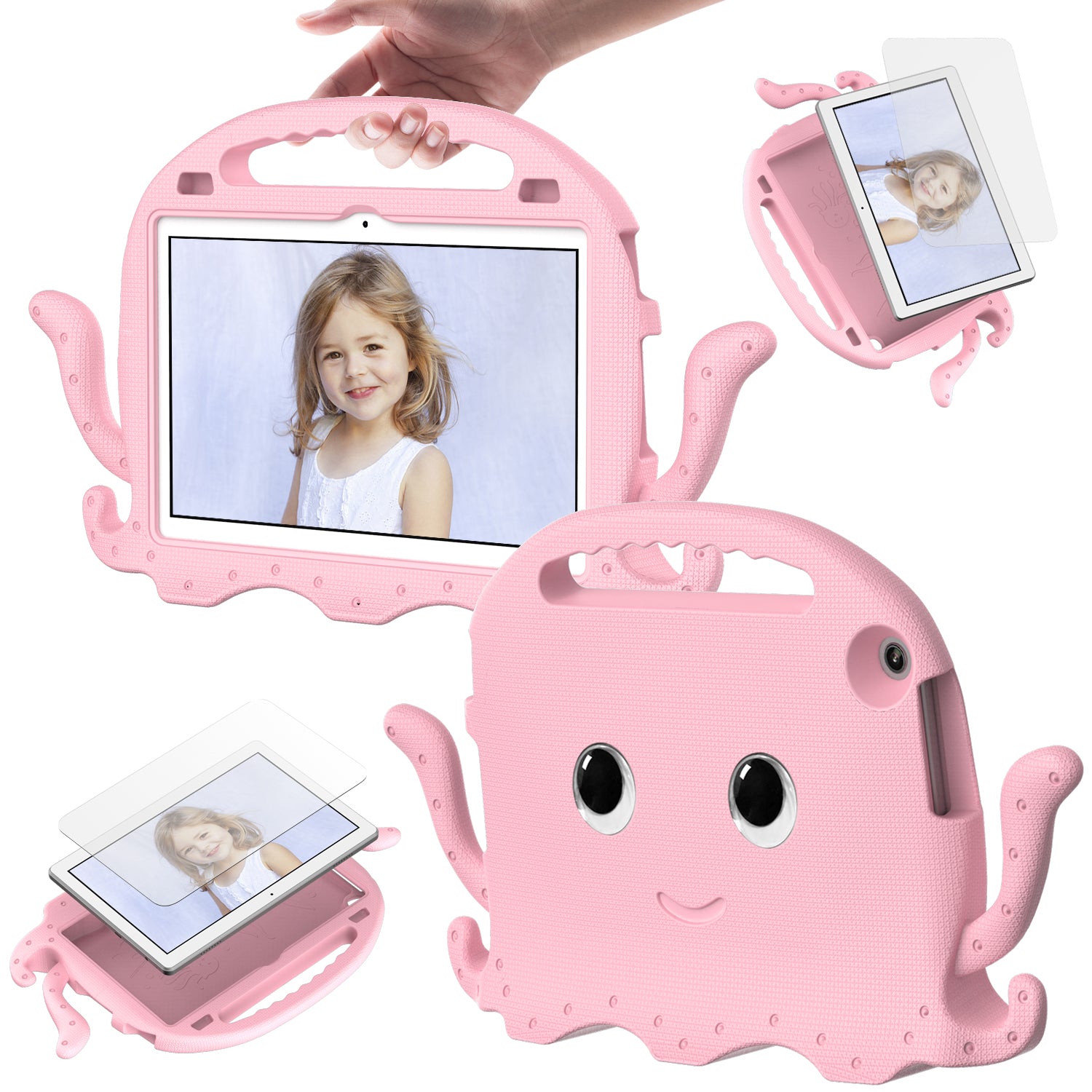 For Lenovo Tab M10 (Gen 3) Tablet EVA Case Cartoon Octopus Hand Grip Tablet Cover with Shoulder Strap