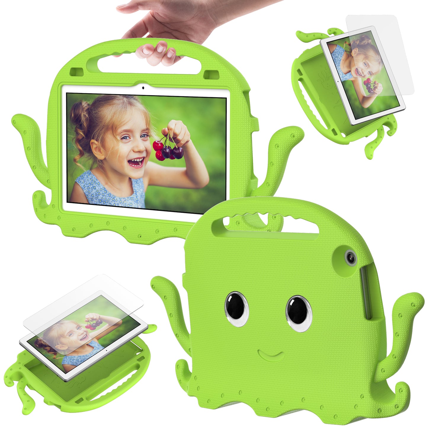 For Lenovo Tab M10 (Gen 3) Tablet EVA Case Cartoon Octopus Hand Grip Tablet Cover with Shoulder Strap