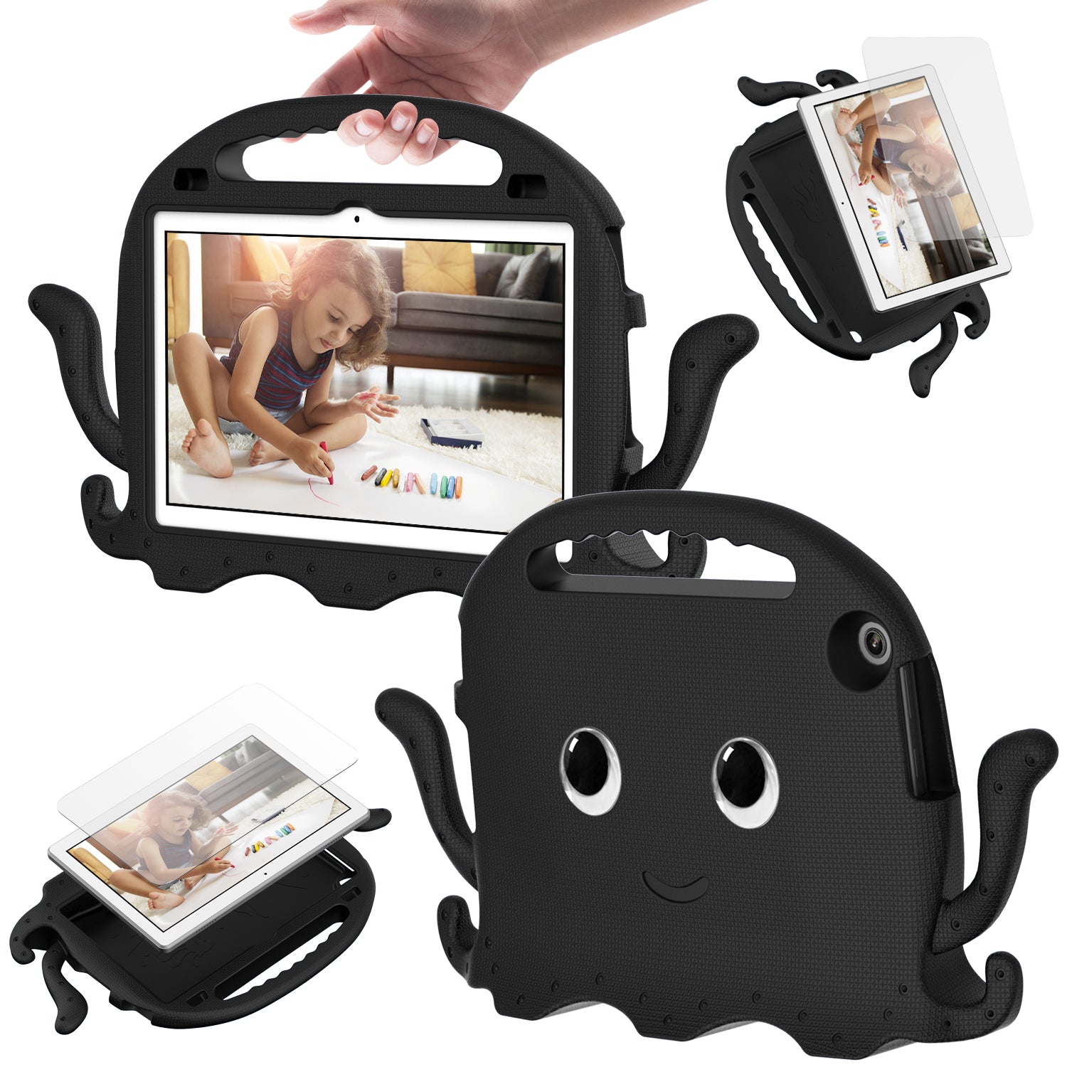 For Lenovo Tab M10 (Gen 3) Tablet EVA Case Cartoon Octopus Hand Grip Tablet Cover with Shoulder Strap