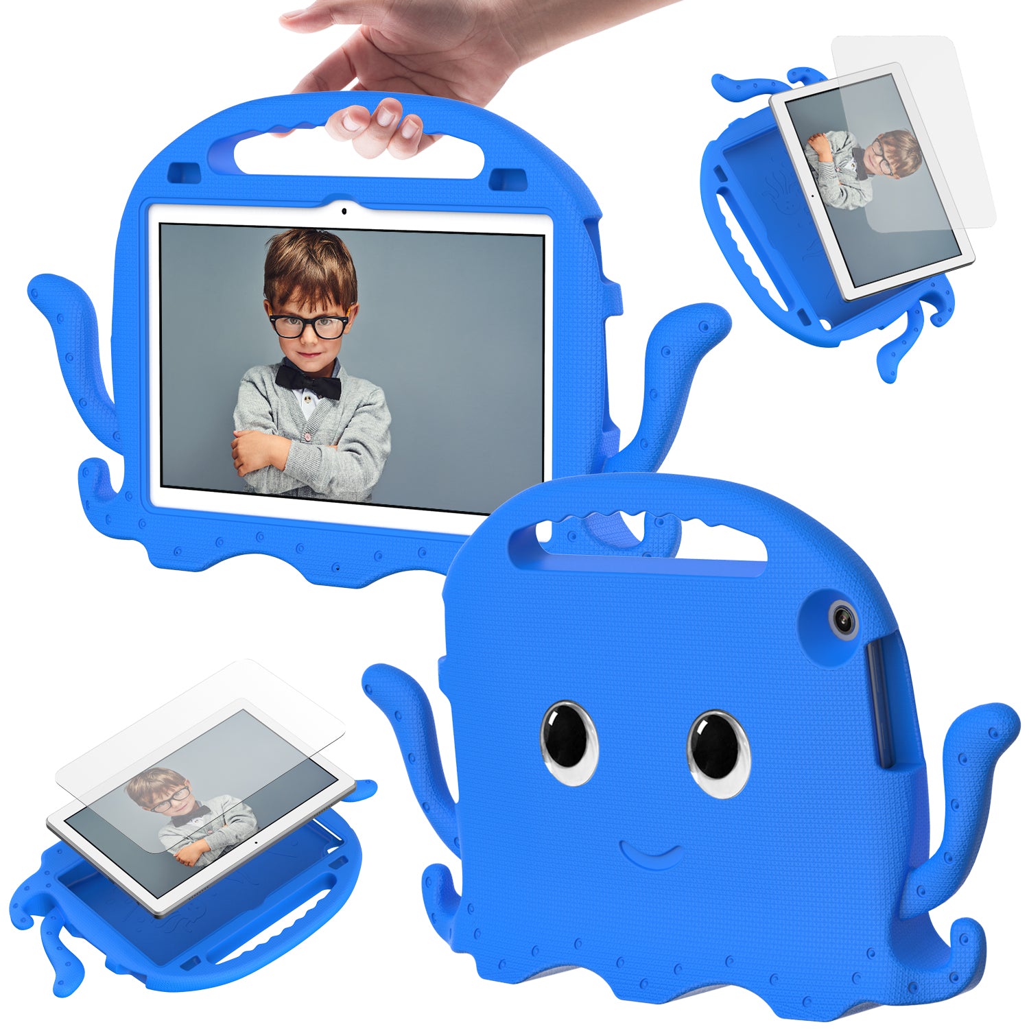 For Lenovo Tab M10 (Gen 3) Tablet EVA Case Cartoon Octopus Hand Grip Tablet Cover with Shoulder Strap