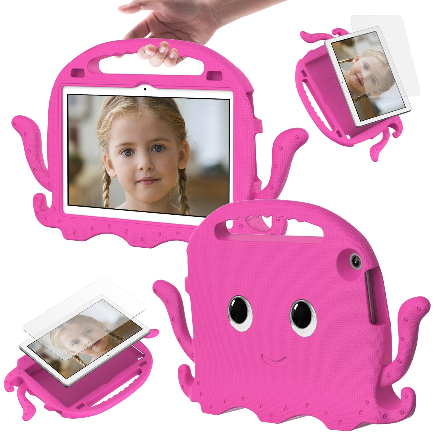 For Lenovo Tab M10 (Gen 3) Tablet EVA Case Cartoon Octopus Hand Grip Tablet Cover with Shoulder Strap