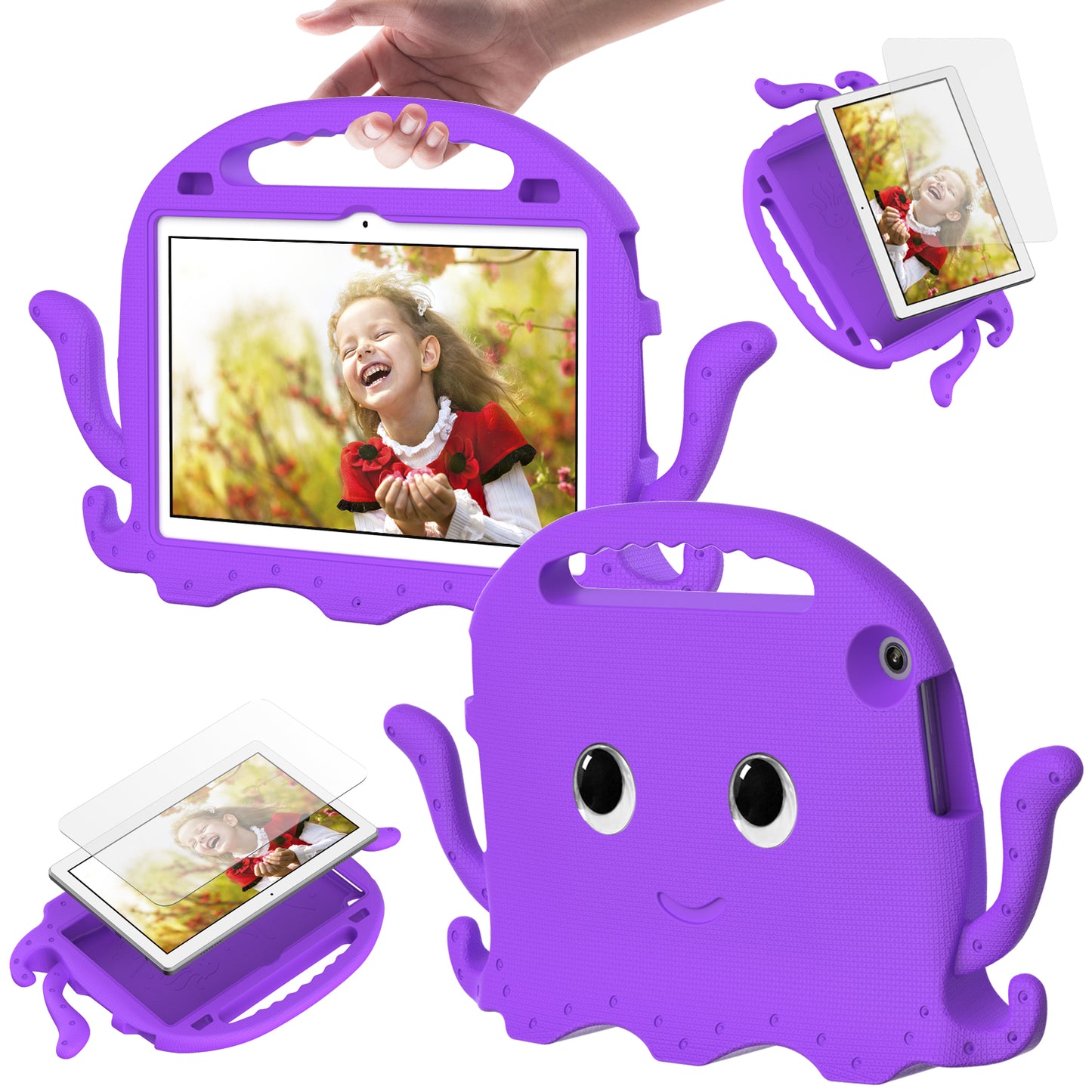For Lenovo Tab M10 (Gen 3) Tablet EVA Case Cartoon Octopus Hand Grip Tablet Cover with Shoulder Strap