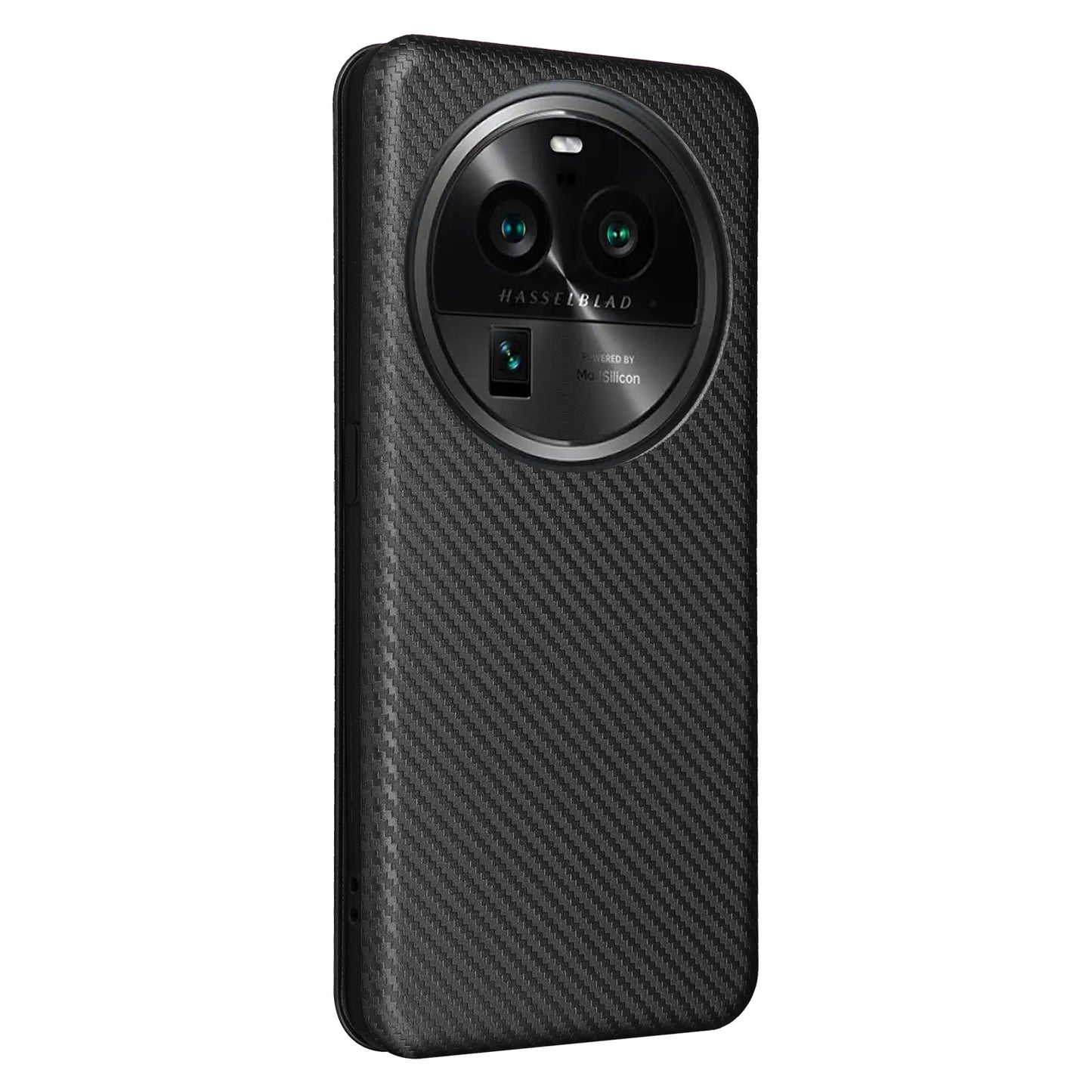 For Oppo Find X6 Pro PU Leather Stand Phone Cover Carbon Fiber Texture Phone Case with Card Slot