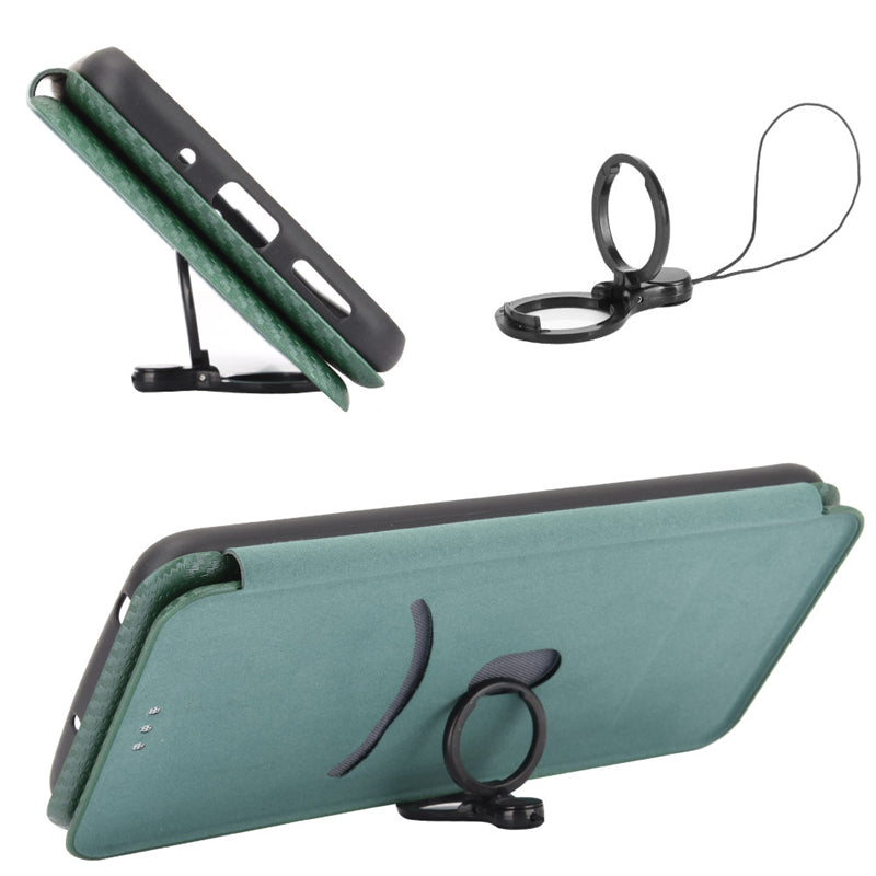 For Oppo Find X6 Pro PU Leather Stand Phone Cover Carbon Fiber Texture Phone Case with Card Slot