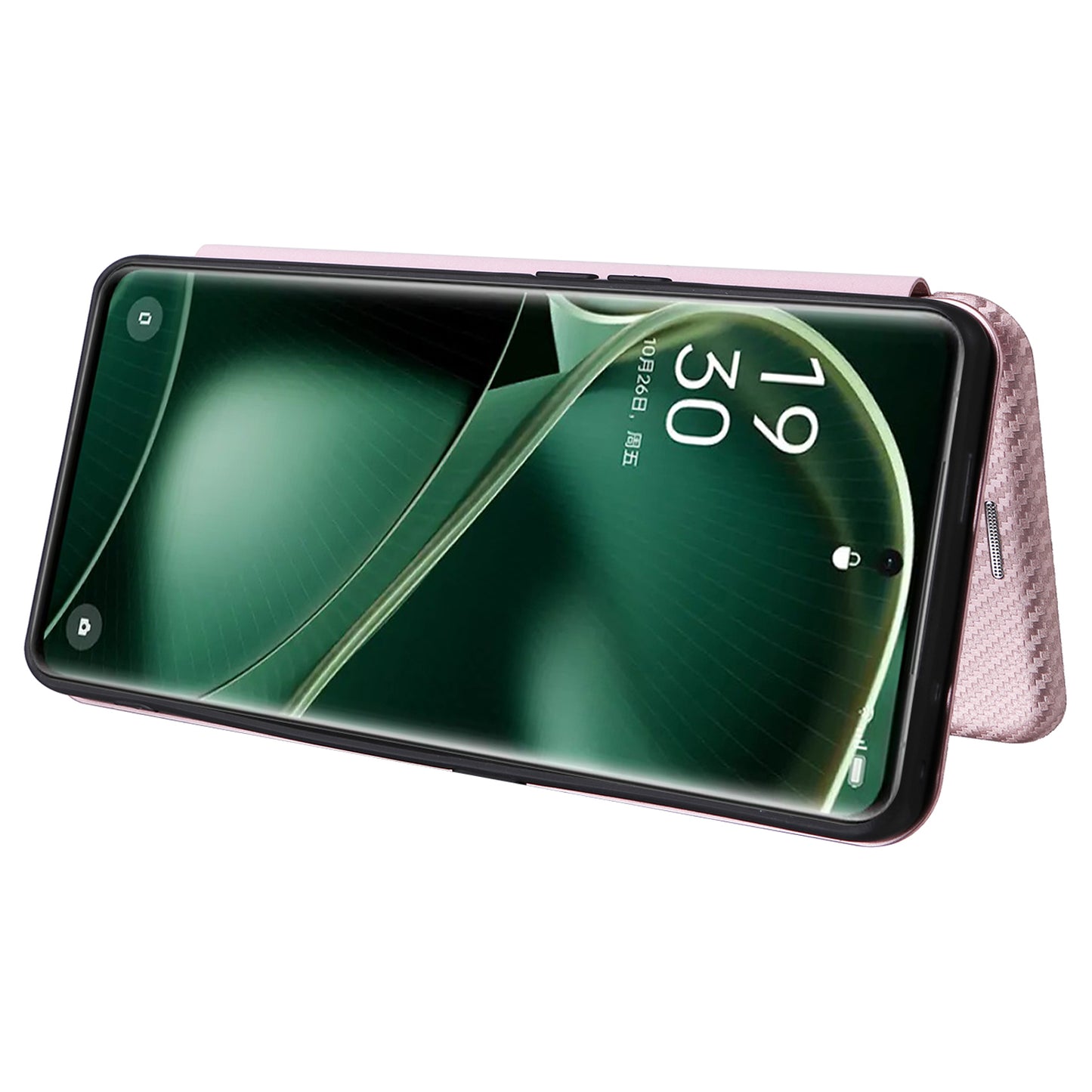For Oppo Find X6 Pro PU Leather Stand Phone Cover Carbon Fiber Texture Phone Case with Card Slot