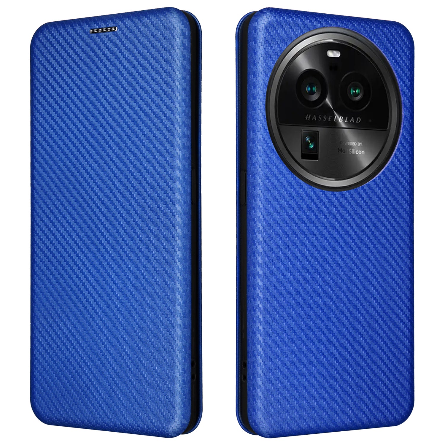 For Oppo Find X6 PU Leather Stand Phone Cover Carbon Fiber Texture Phone Case with Card Slot