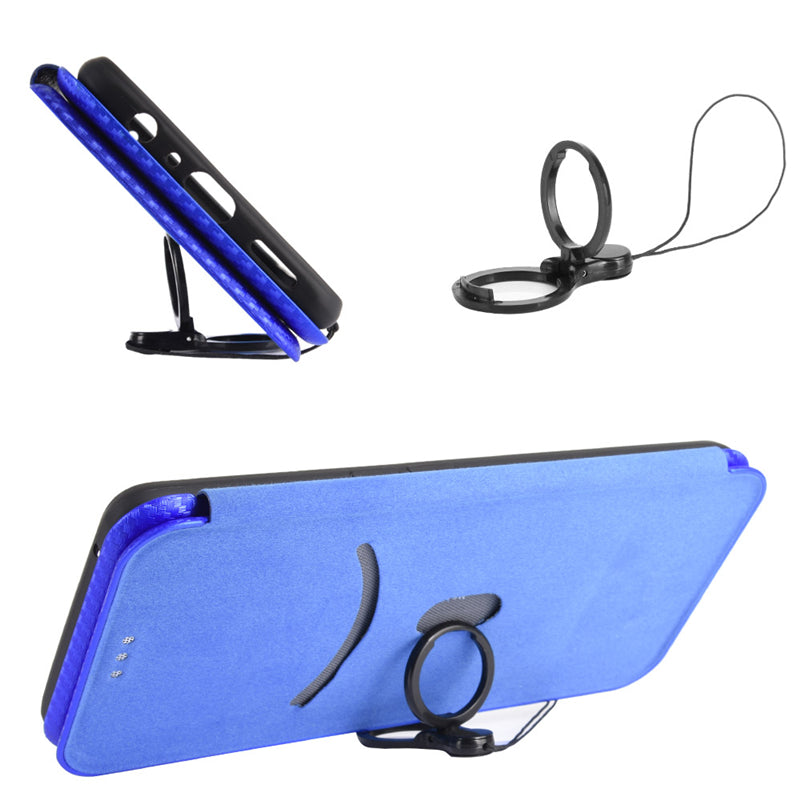 For Oppo Find X6 PU Leather Stand Phone Cover Carbon Fiber Texture Phone Case with Card Slot