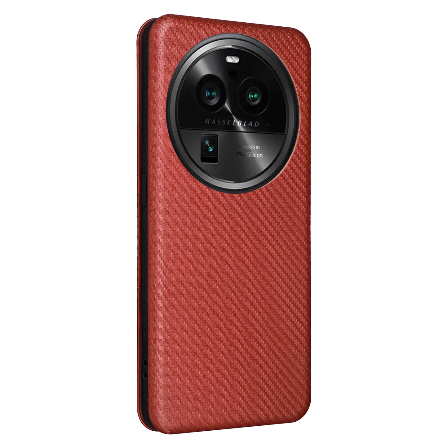 For Oppo Find X6 PU Leather Stand Phone Cover Carbon Fiber Texture Phone Case with Card Slot