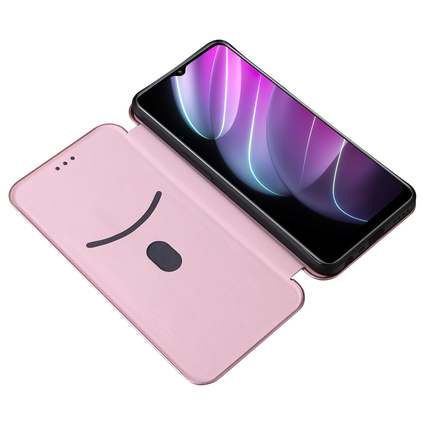 For Realme V30t / V30 5G Carbon Fiber Texture Phone Case Card Slot  PU Leather Stand Phone Cover