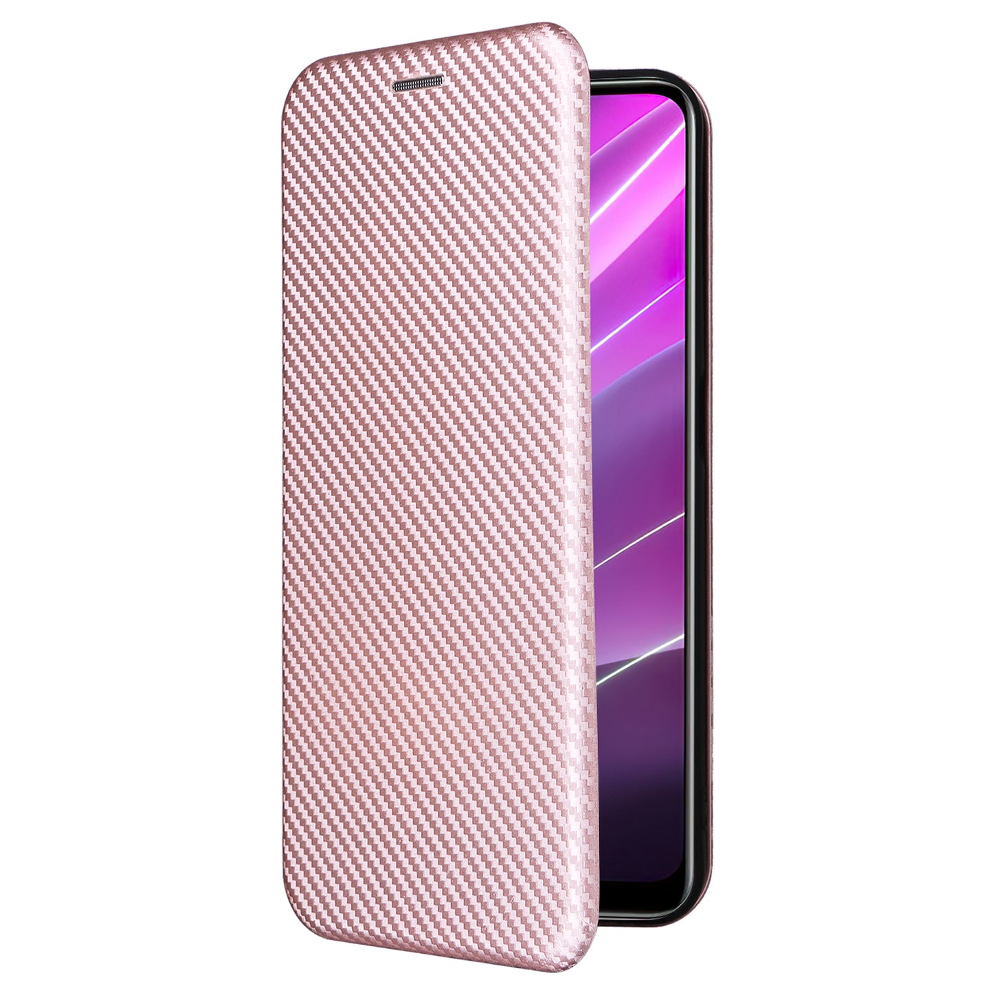 For Realme V30t / V30 5G Carbon Fiber Texture Phone Case Card Slot  PU Leather Stand Phone Cover