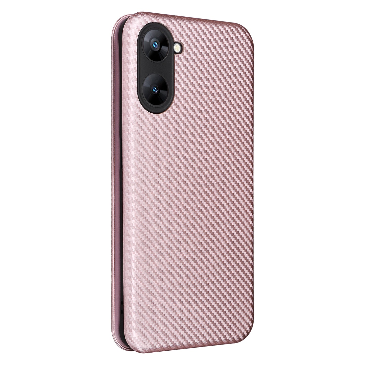 For Realme V30t / V30 5G Carbon Fiber Texture Phone Case Card Slot  PU Leather Stand Phone Cover