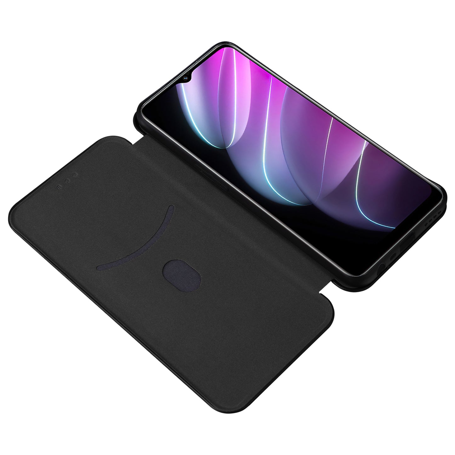 For Realme V30t / V30 5G Carbon Fiber Texture Phone Case Card Slot  PU Leather Stand Phone Cover