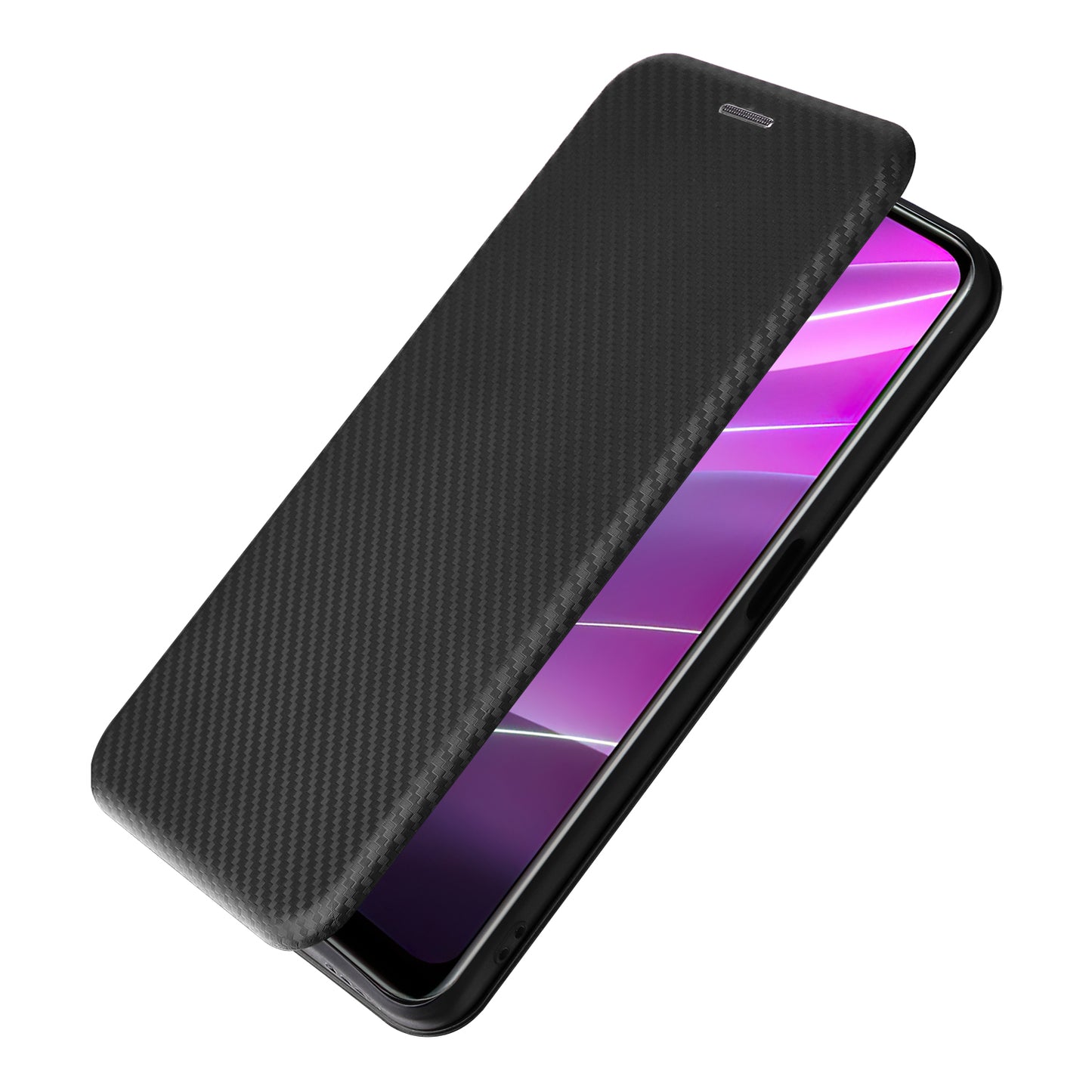 For Realme V30t / V30 5G Carbon Fiber Texture Phone Case Card Slot  PU Leather Stand Phone Cover