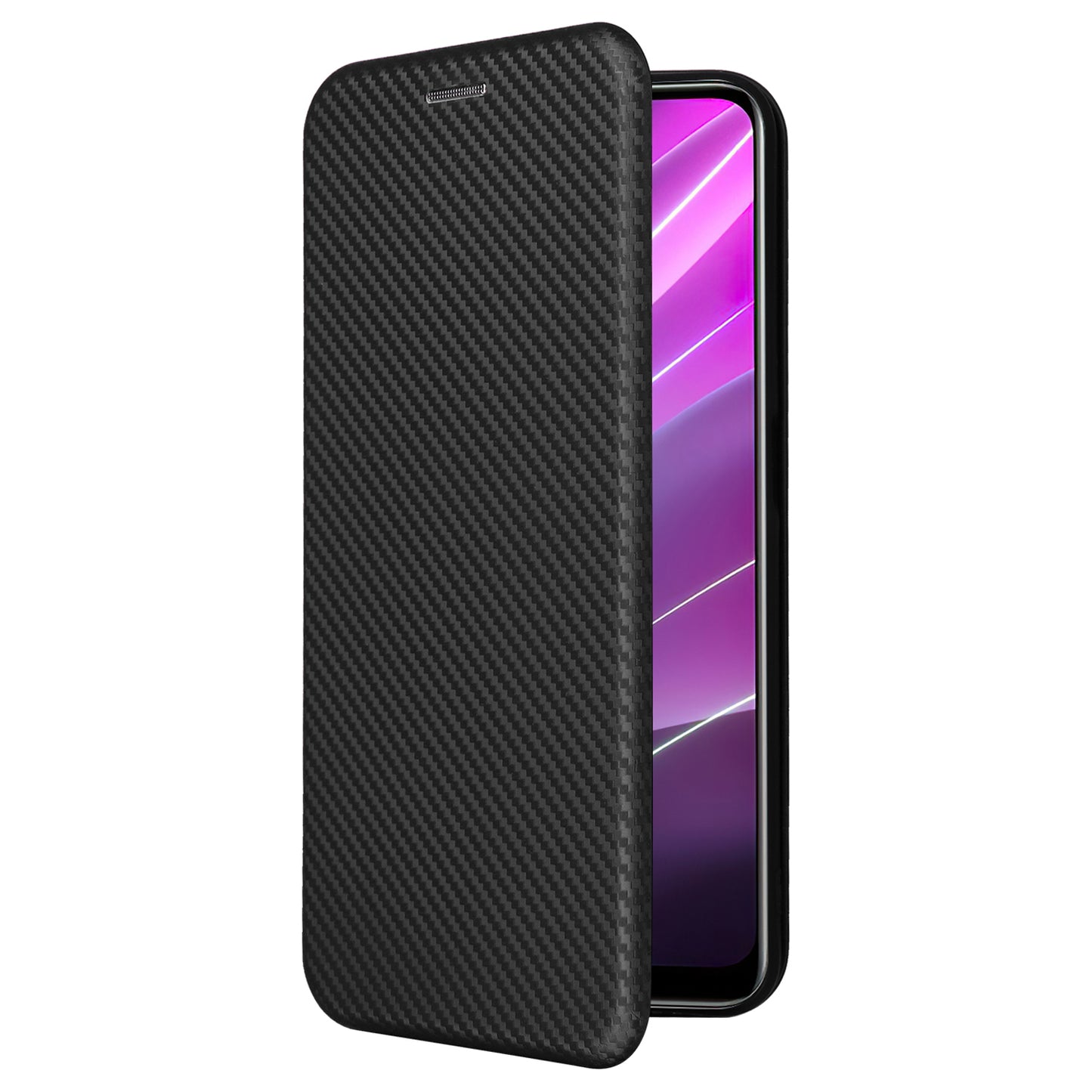 For Realme V30t / V30 5G Carbon Fiber Texture Phone Case Card Slot  PU Leather Stand Phone Cover