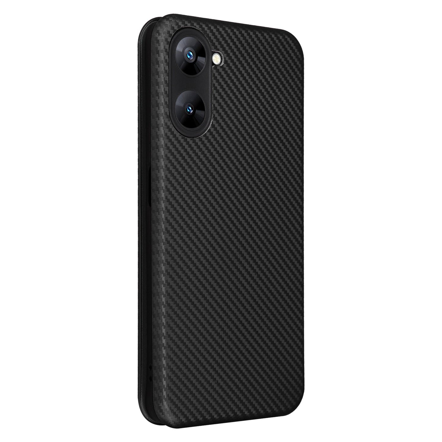 For Realme V30t / V30 5G Carbon Fiber Texture Phone Case Card Slot  PU Leather Stand Phone Cover