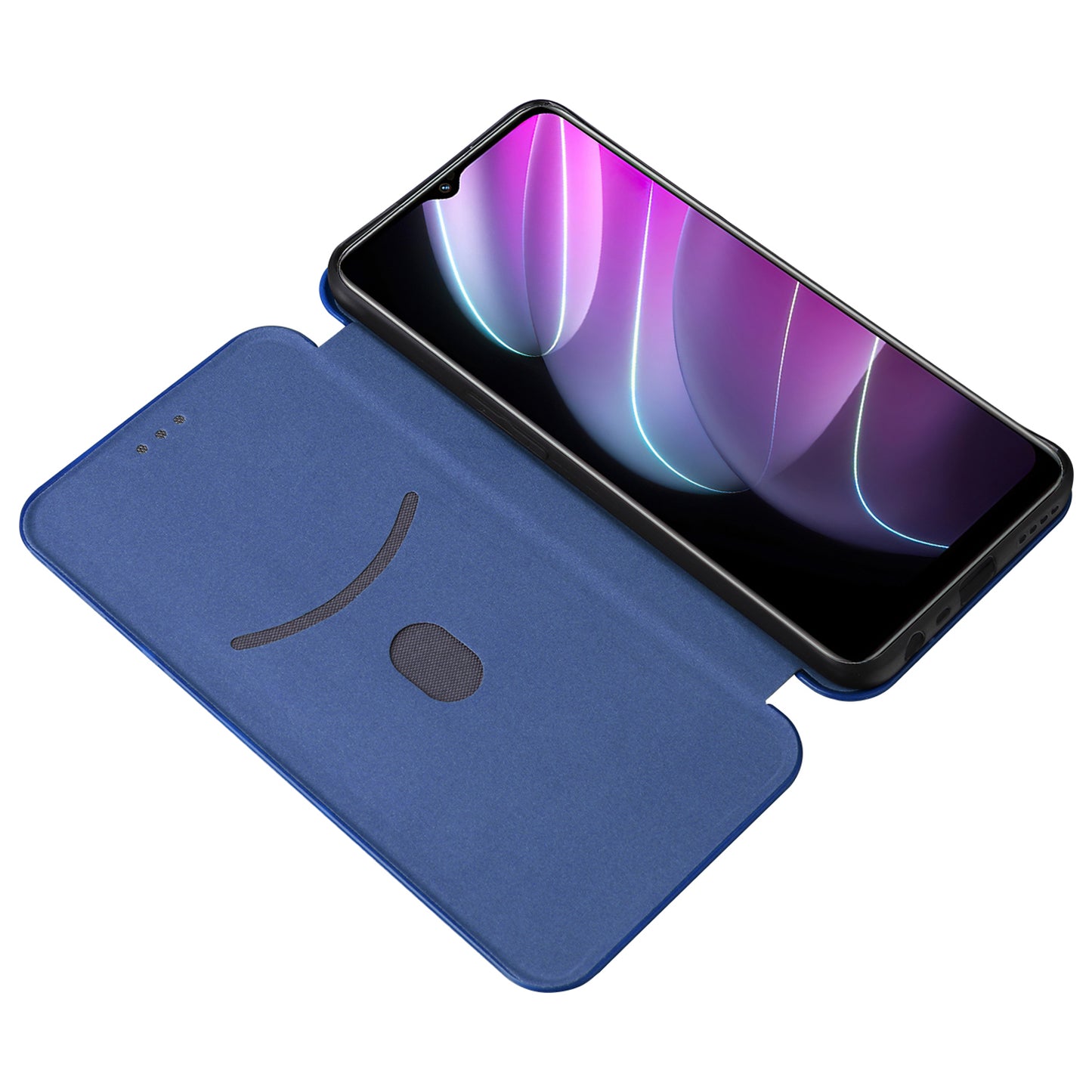 For Realme V30t / V30 5G Carbon Fiber Texture Phone Case Card Slot  PU Leather Stand Phone Cover