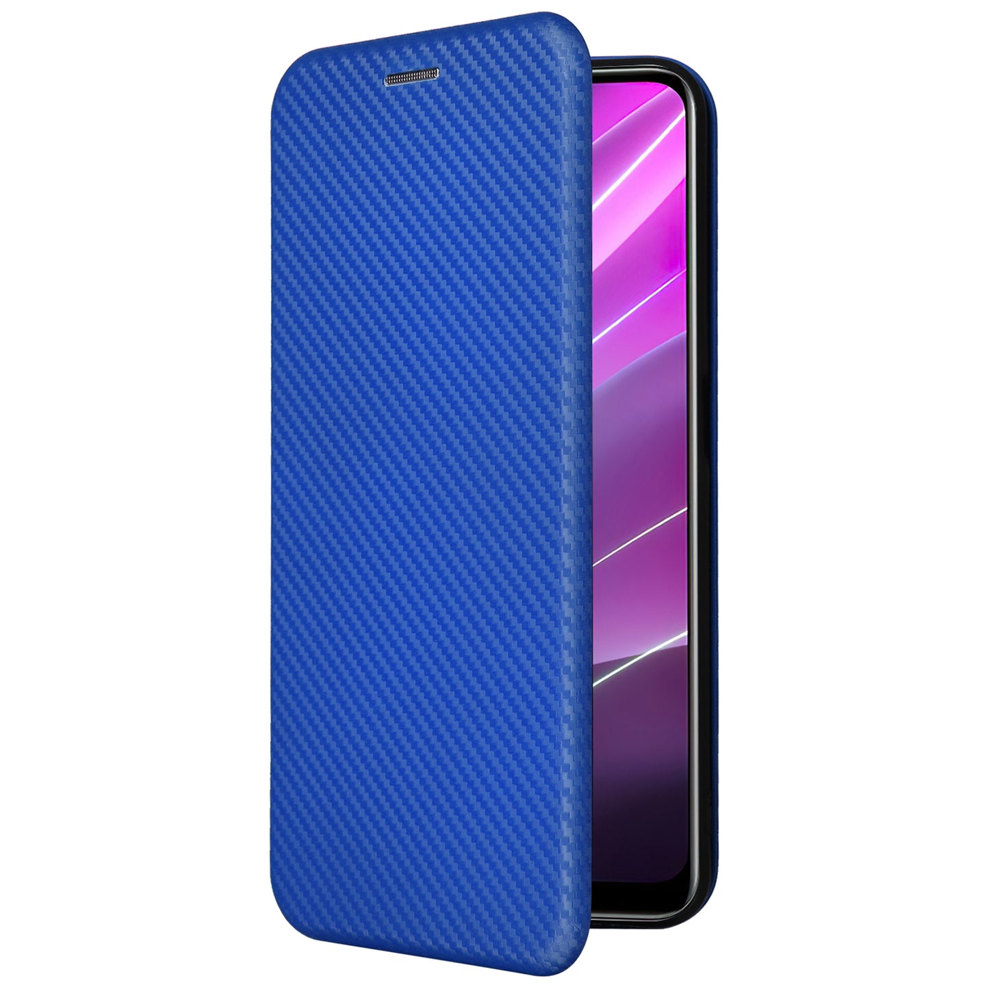 For Realme V30t / V30 5G Carbon Fiber Texture Phone Case Card Slot  PU Leather Stand Phone Cover