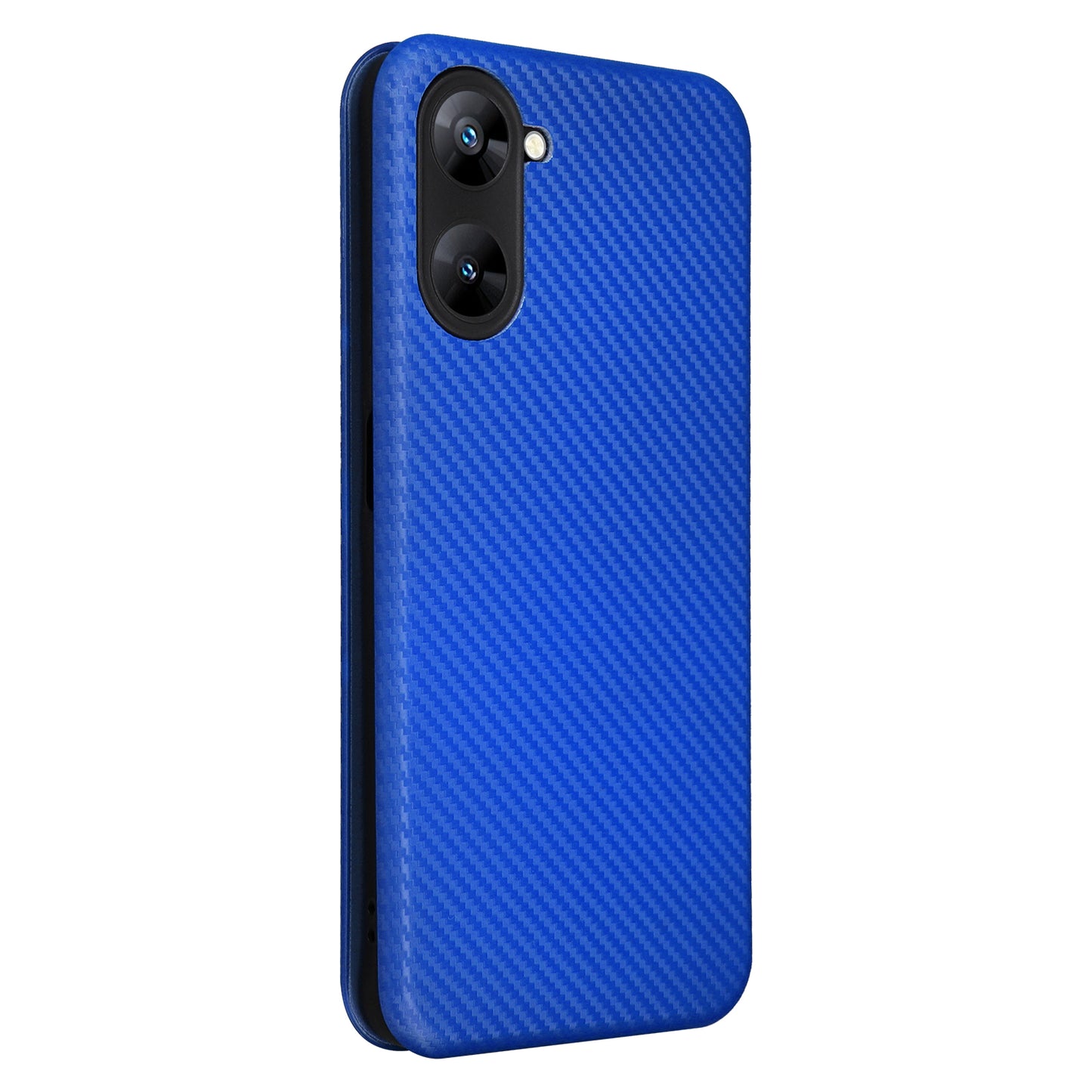 For Realme V30t / V30 5G Carbon Fiber Texture Phone Case Card Slot  PU Leather Stand Phone Cover