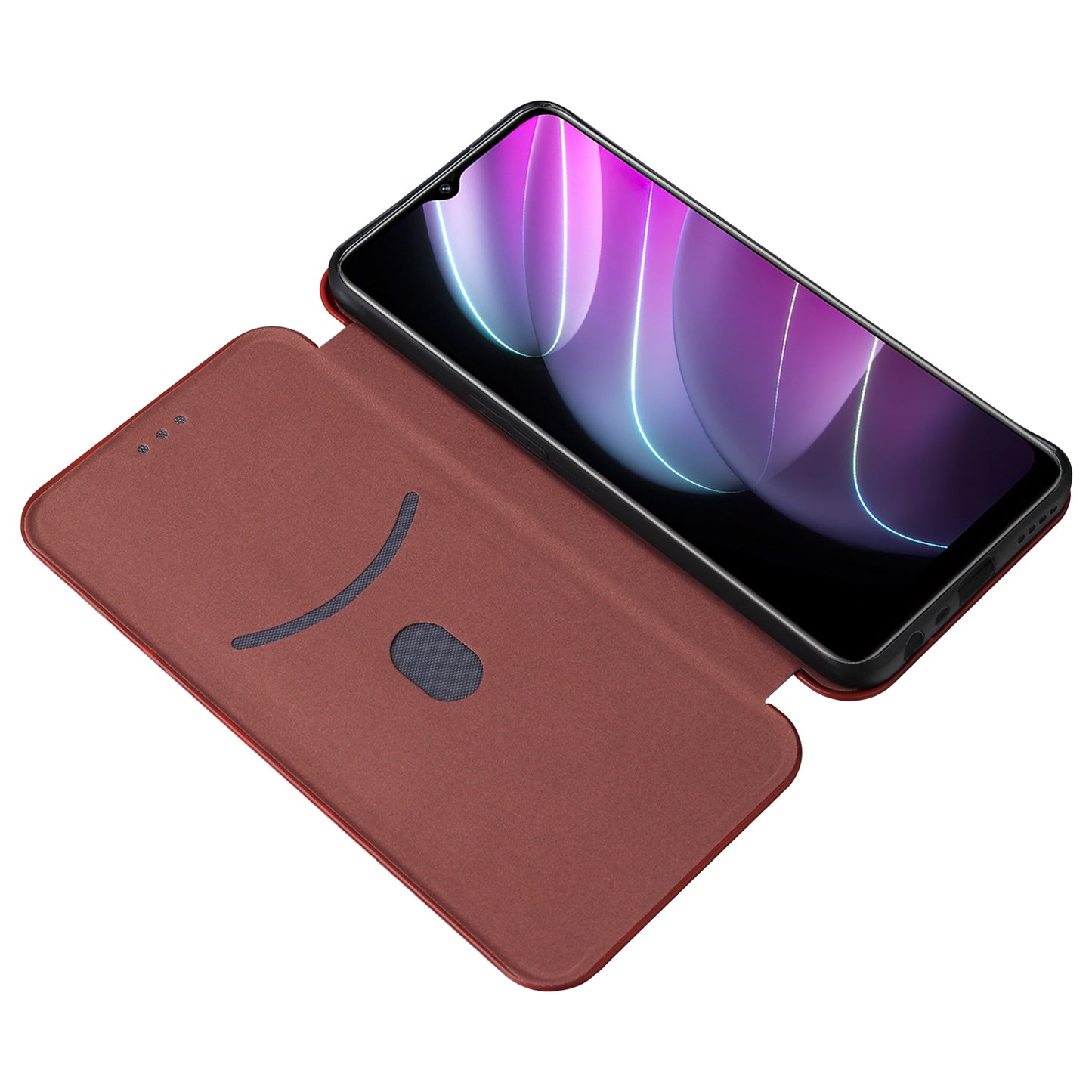 For Realme V30t / V30 5G Carbon Fiber Texture Phone Case Card Slot  PU Leather Stand Phone Cover