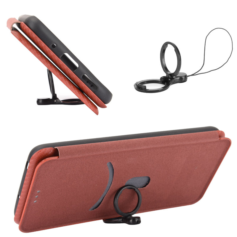 For Realme V30t / V30 5G Carbon Fiber Texture Phone Case Card Slot  PU Leather Stand Phone Cover