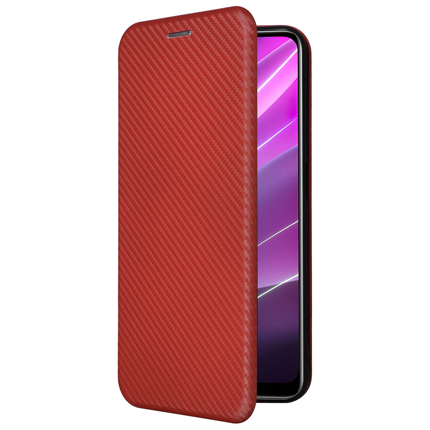 For Realme V30t / V30 5G Carbon Fiber Texture Phone Case Card Slot  PU Leather Stand Phone Cover