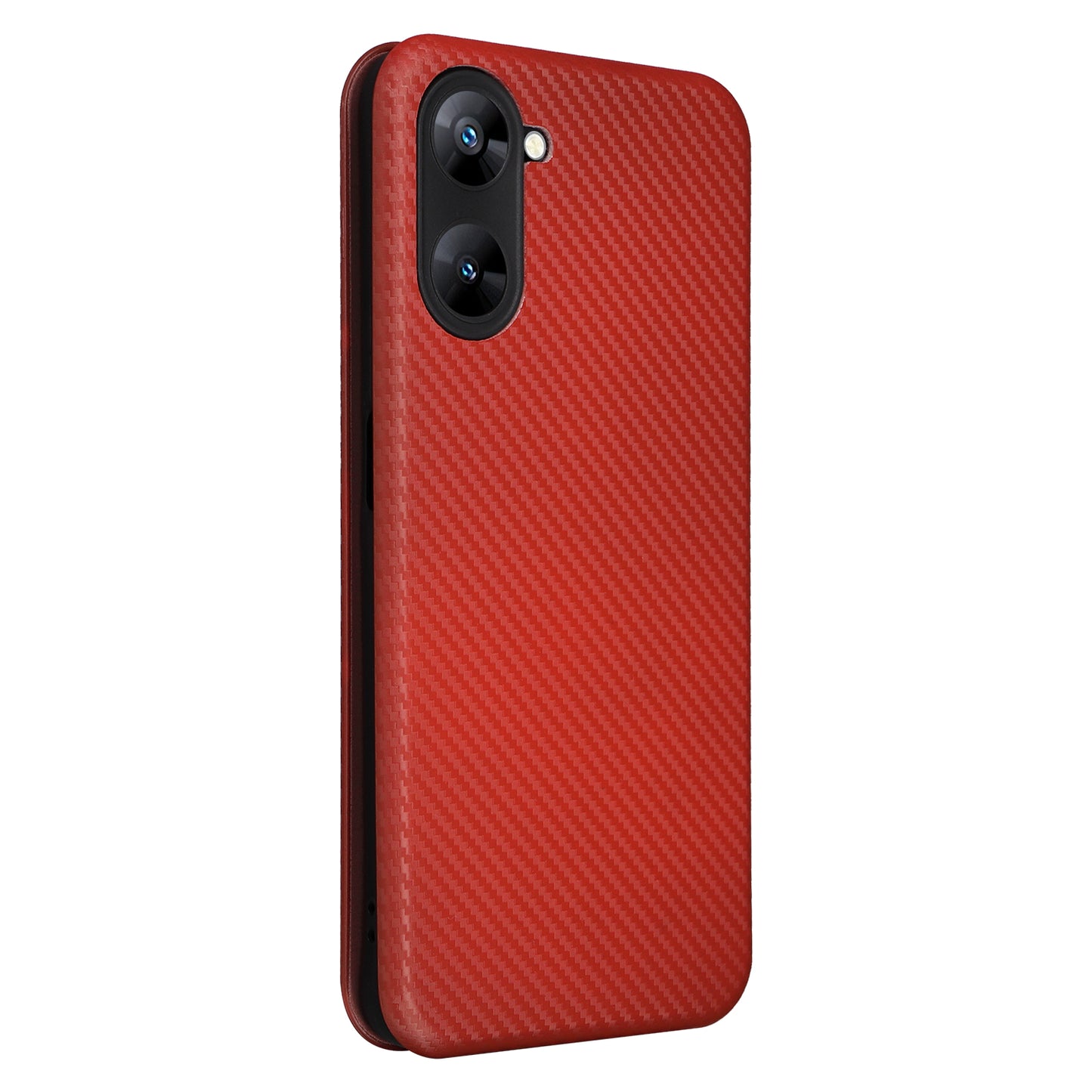 For Realme V30t / V30 5G Carbon Fiber Texture Phone Case Card Slot  PU Leather Stand Phone Cover