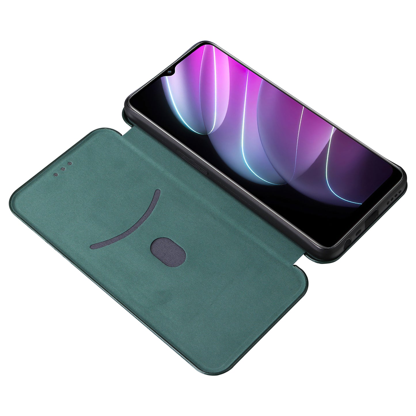 For Realme V30t / V30 5G Carbon Fiber Texture Phone Case Card Slot  PU Leather Stand Phone Cover