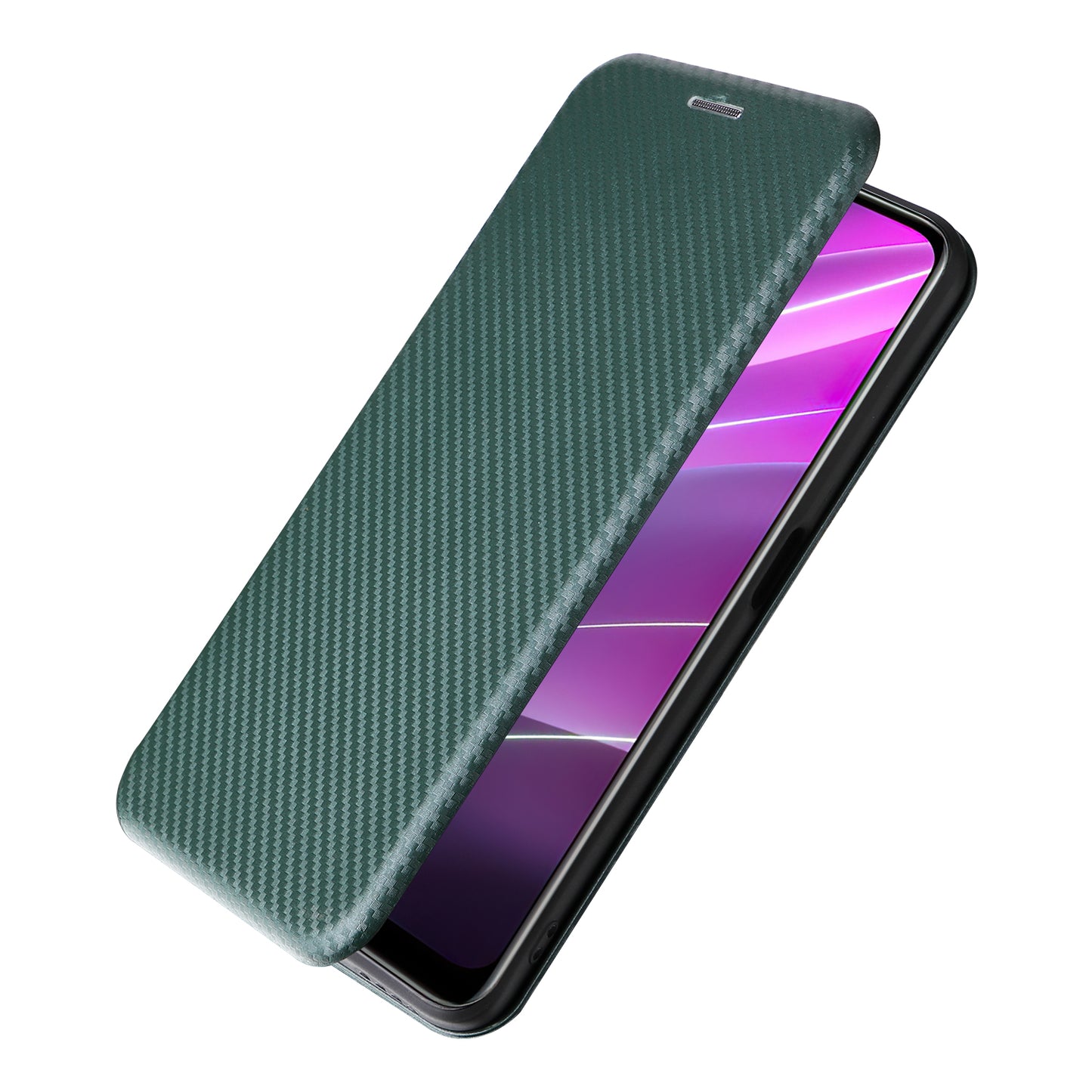 For Realme V30t / V30 5G Carbon Fiber Texture Phone Case Card Slot  PU Leather Stand Phone Cover