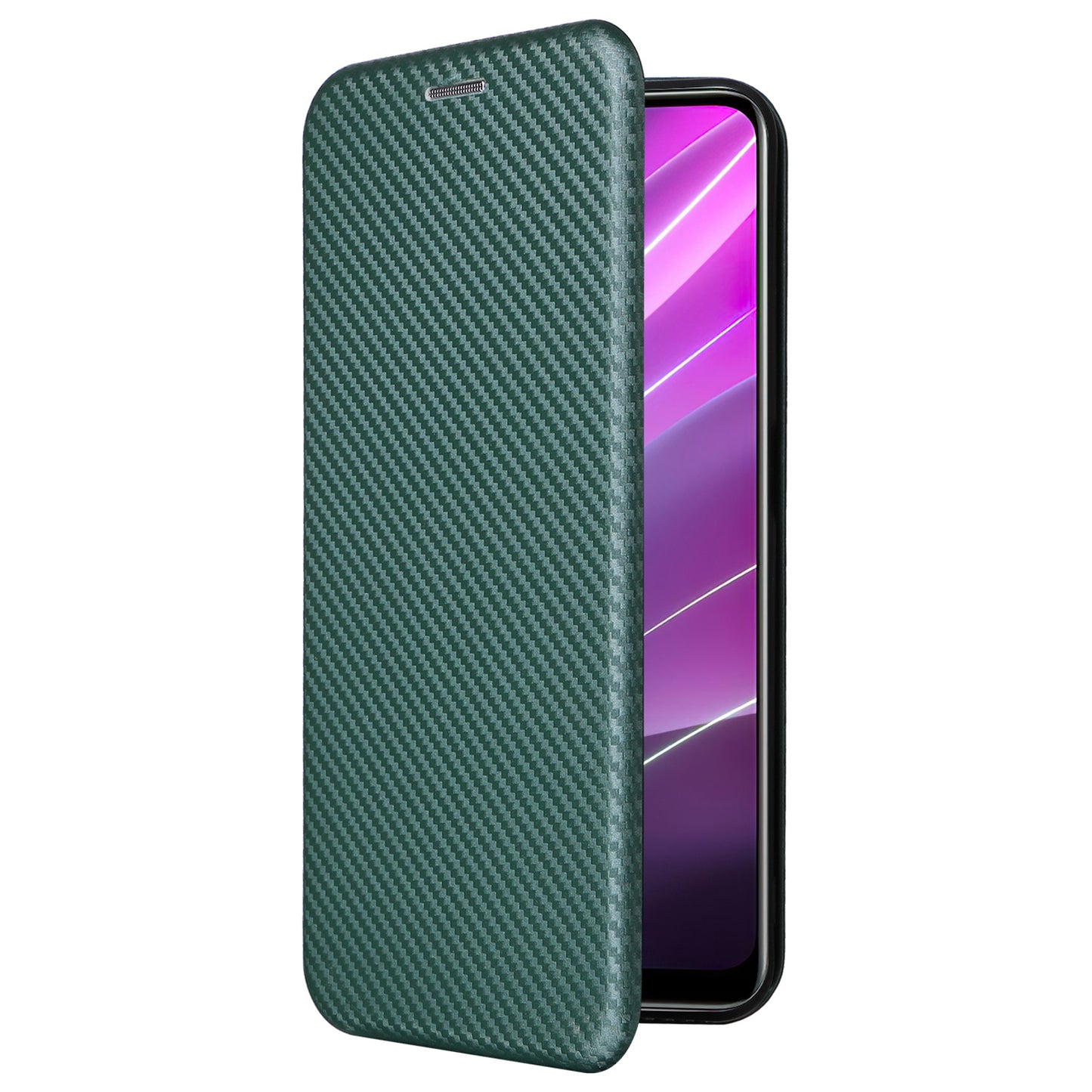 For Realme V30t / V30 5G Carbon Fiber Texture Phone Case Card Slot  PU Leather Stand Phone Cover