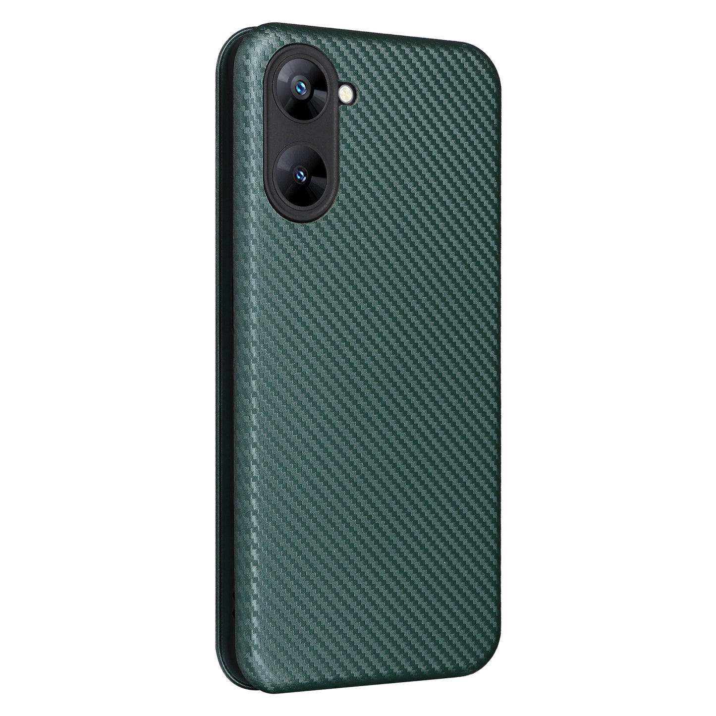 For Realme V30t / V30 5G Carbon Fiber Texture Phone Case Card Slot  PU Leather Stand Phone Cover