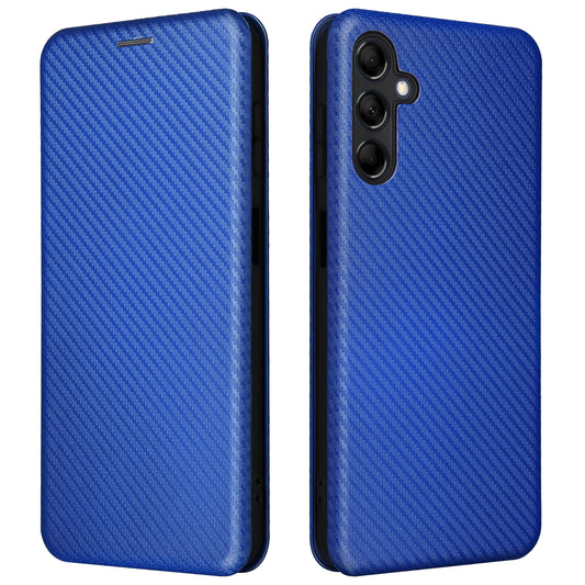 For Samsung Galaxy M14 5G Phone Cover TPU+PU Leather Stand Carbon Fiber Texture Phone Case with Card Slot