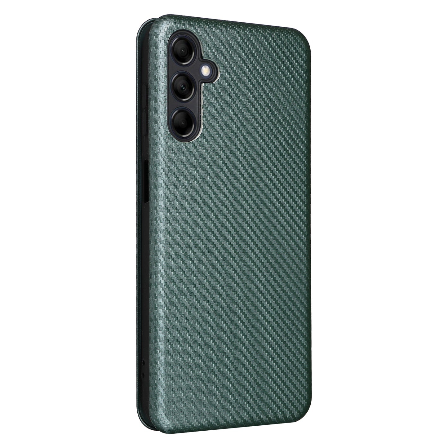 For Samsung Galaxy M14 5G Phone Cover TPU+PU Leather Stand Carbon Fiber Texture Phone Case with Card Slot