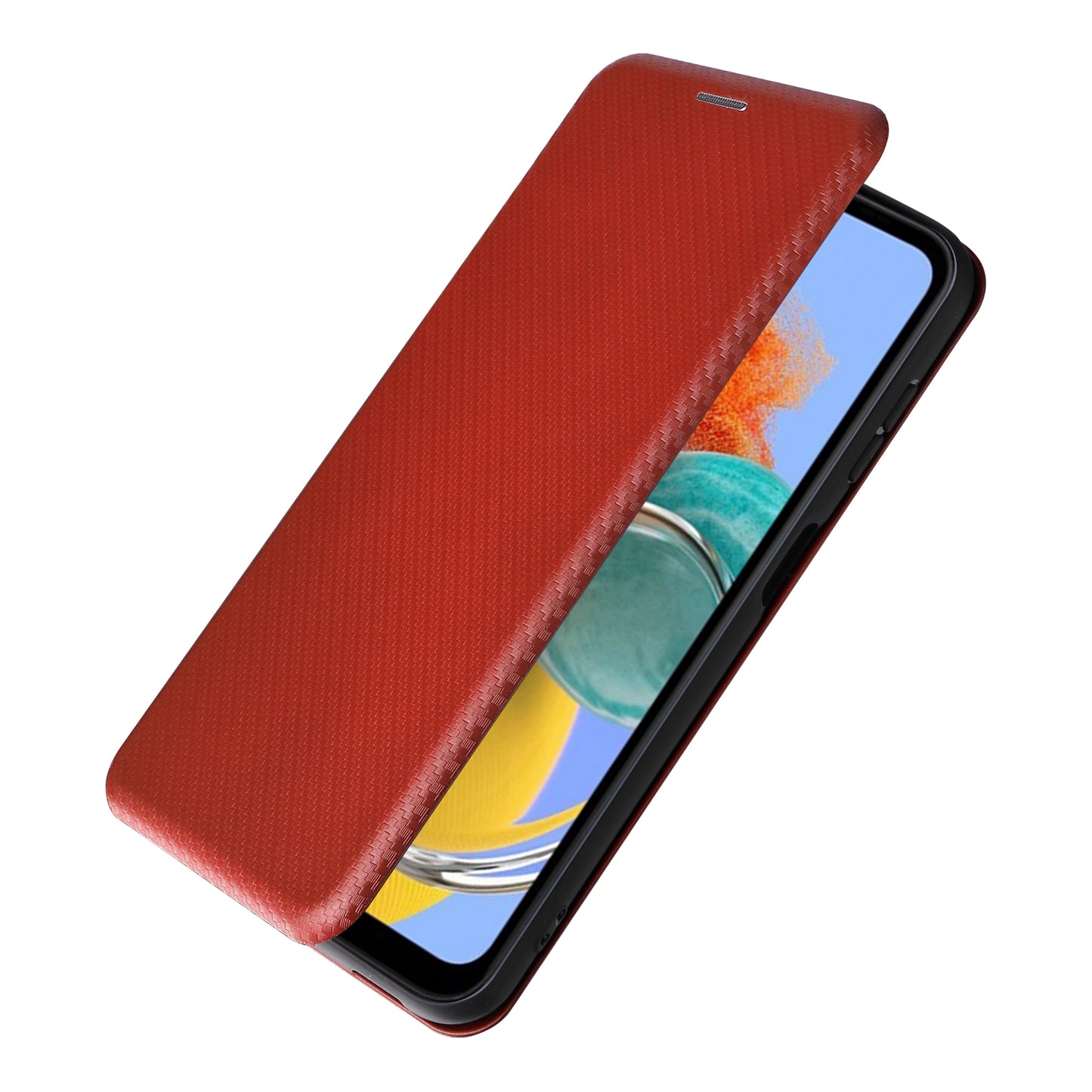 For Samsung Galaxy M14 5G Phone Cover TPU+PU Leather Stand Carbon Fiber Texture Phone Case with Card Slot