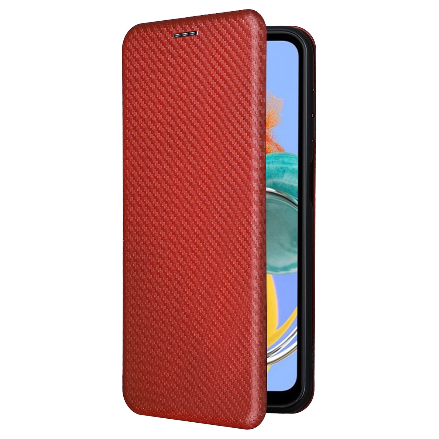 For Samsung Galaxy M14 5G Phone Cover TPU+PU Leather Stand Carbon Fiber Texture Phone Case with Card Slot
