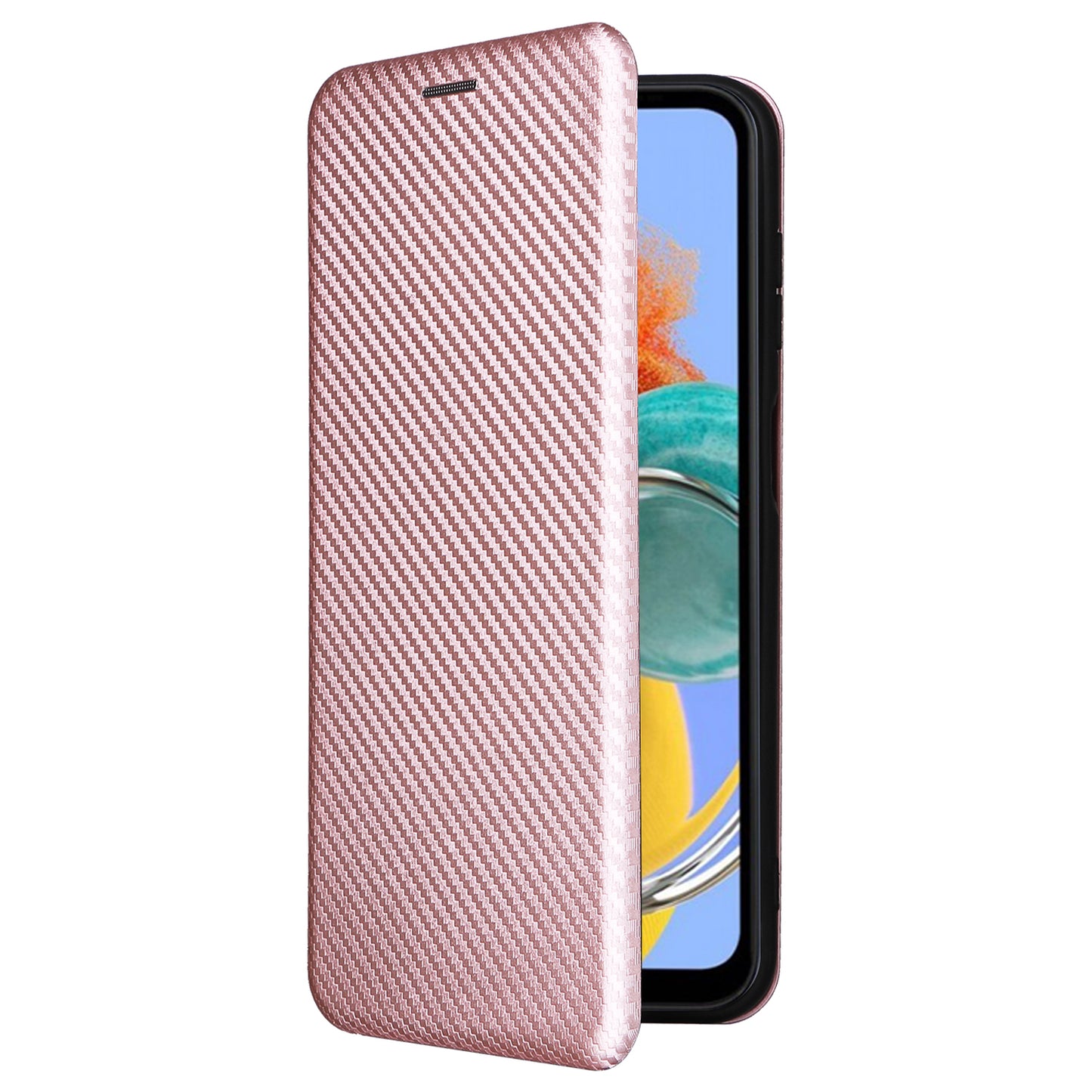 For Samsung Galaxy M14 5G Phone Cover TPU+PU Leather Stand Carbon Fiber Texture Phone Case with Card Slot