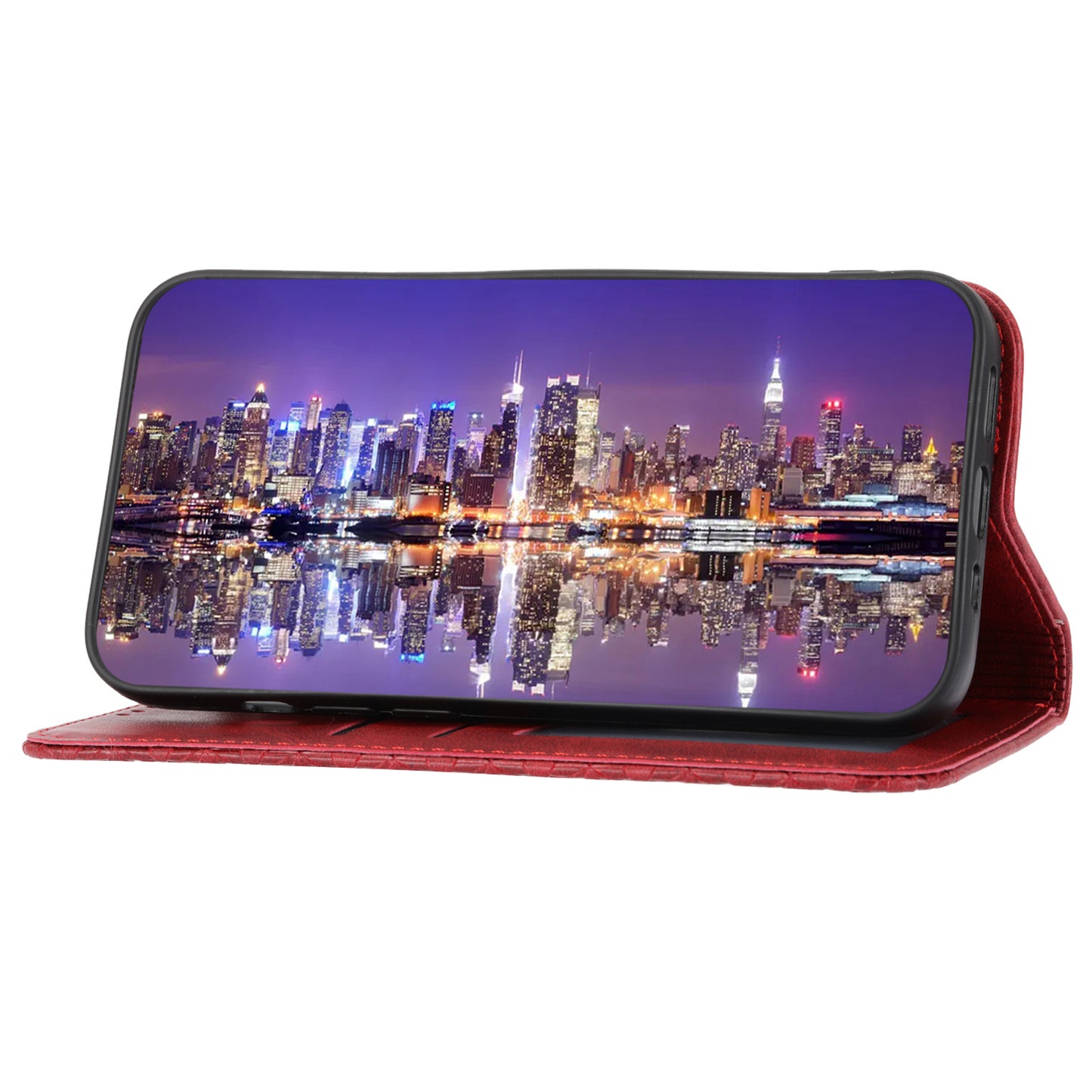 Phone Case for Samsung Galaxy A24 4G , Imprinted Rhombus Pattern Wallet Calf Texture PU Leather Stand Phone Cover