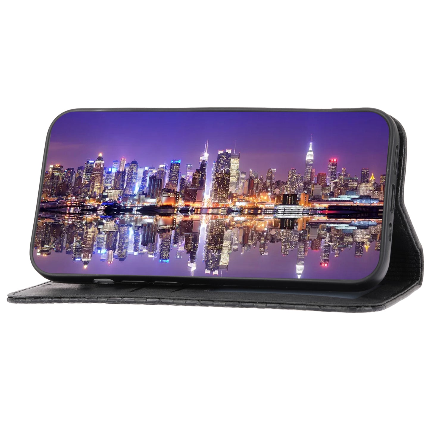 Phone Case for Samsung Galaxy A24 4G , Imprinted Rhombus Pattern Wallet Calf Texture PU Leather Stand Phone Cover