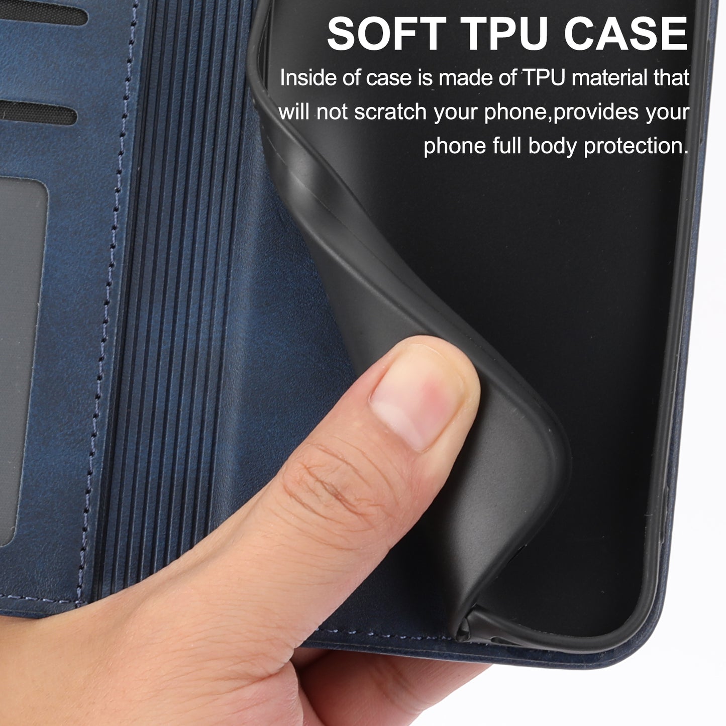 Phone Case for Samsung Galaxy A24 4G , Imprinted Rhombus Pattern Wallet Calf Texture PU Leather Stand Phone Cover