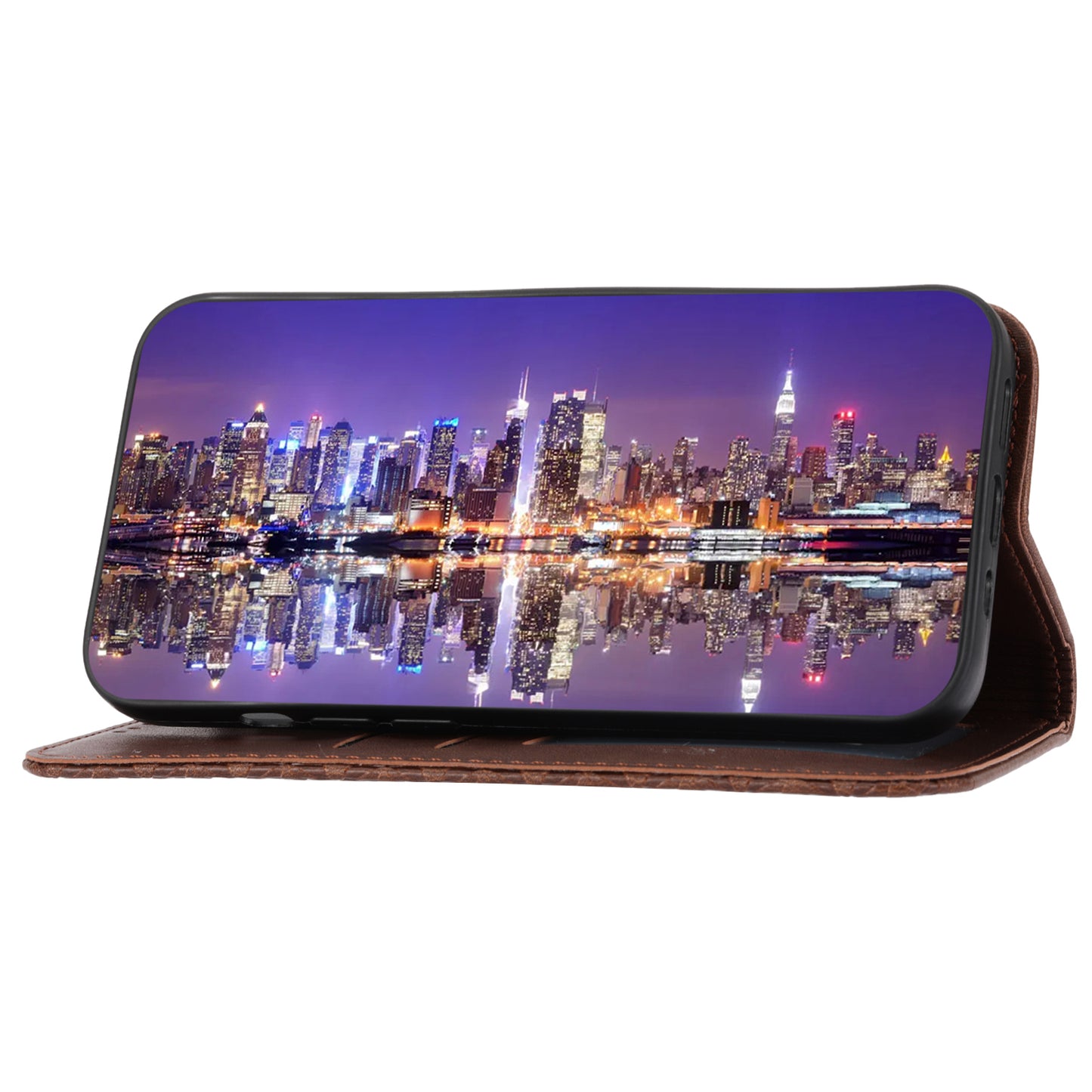For Samsung Galaxy M14 5G Imprinted Rhombus Pattern Phone Shell Calf Texture PU Leather Stand Phone Case