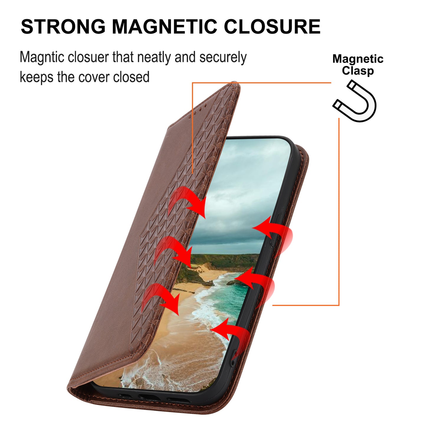 For Samsung Galaxy M14 5G Imprinted Rhombus Pattern Phone Shell Calf Texture PU Leather Stand Phone Case