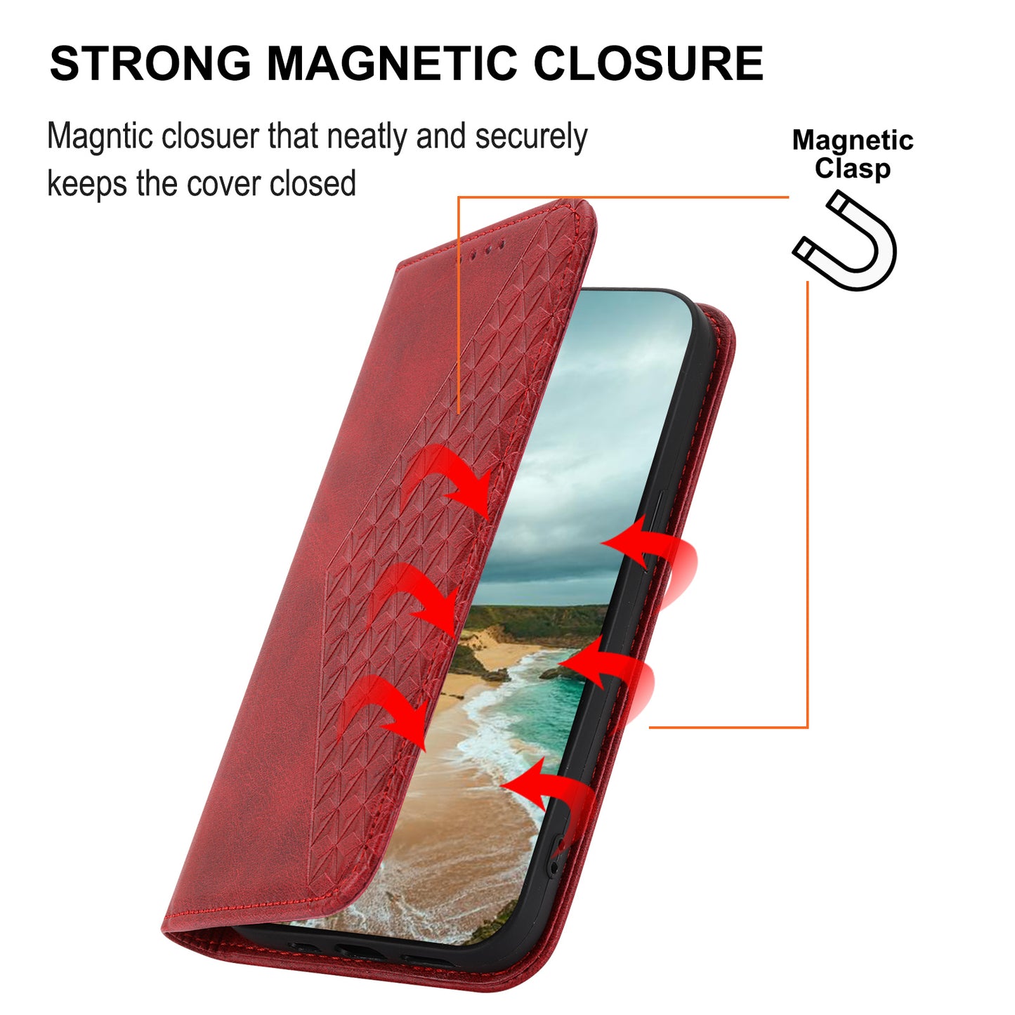 For Samsung Galaxy M14 5G Imprinted Rhombus Pattern Phone Shell Calf Texture PU Leather Stand Phone Case