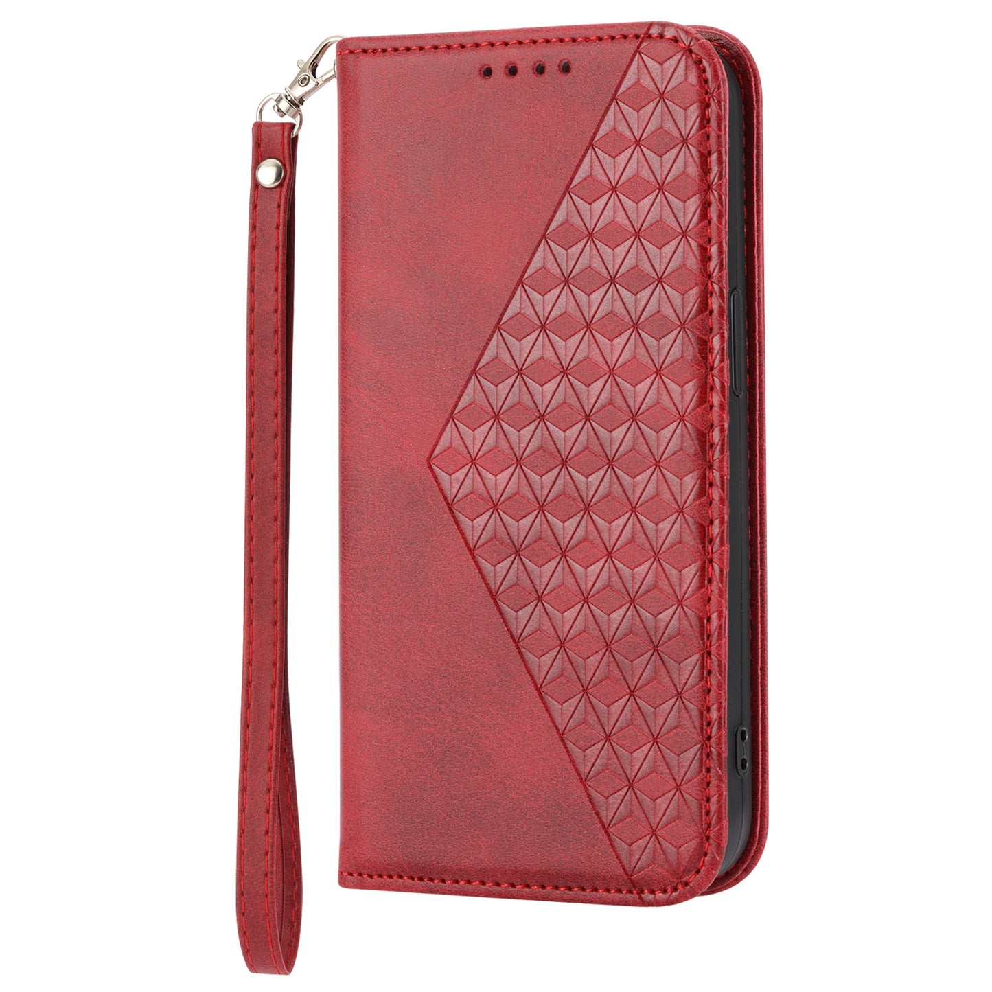 For Samsung Galaxy M14 5G Imprinted Rhombus Pattern Phone Shell Calf Texture PU Leather Stand Phone Case