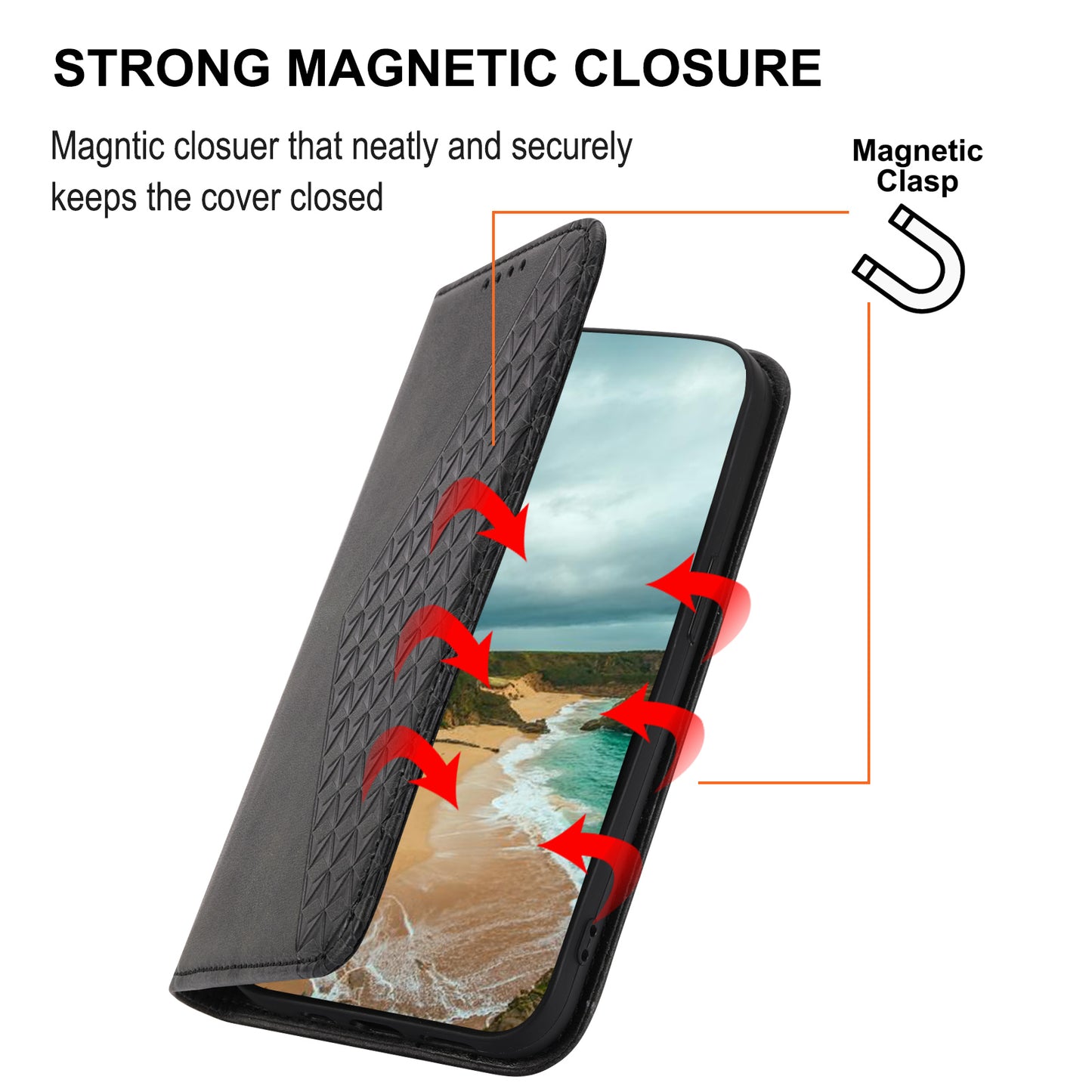 For Samsung Galaxy M14 5G Imprinted Rhombus Pattern Phone Shell Calf Texture PU Leather Stand Phone Case