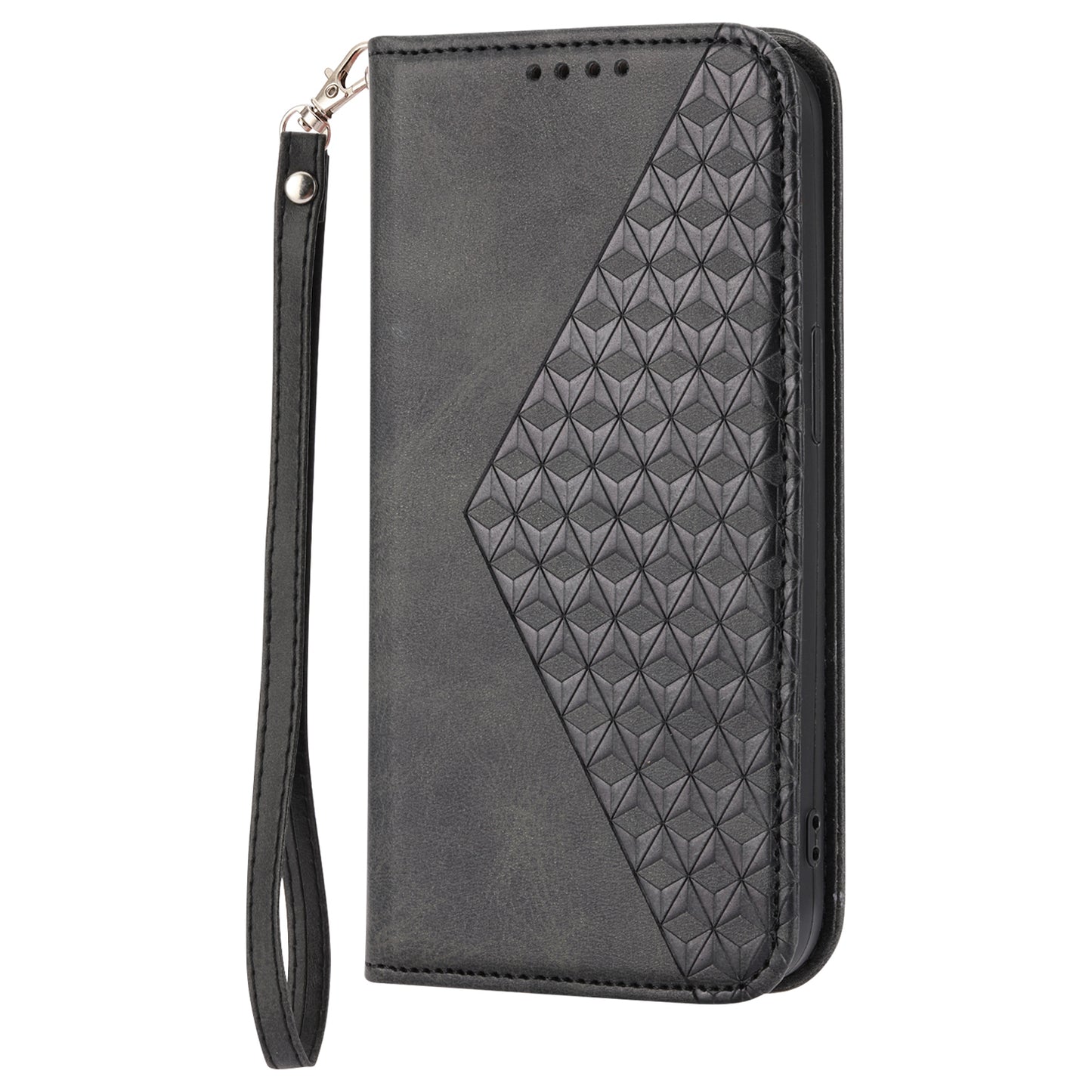 For Samsung Galaxy M14 5G Imprinted Rhombus Pattern Phone Shell Calf Texture PU Leather Stand Phone Case