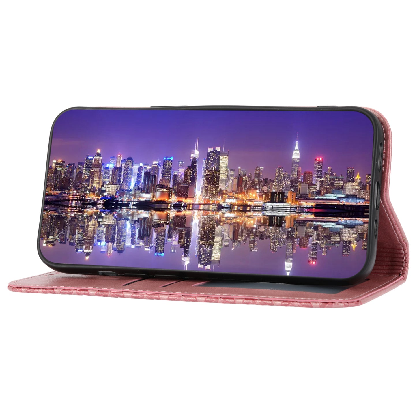 For Samsung Galaxy M14 5G Imprinted Rhombus Pattern Phone Shell Calf Texture PU Leather Stand Phone Case