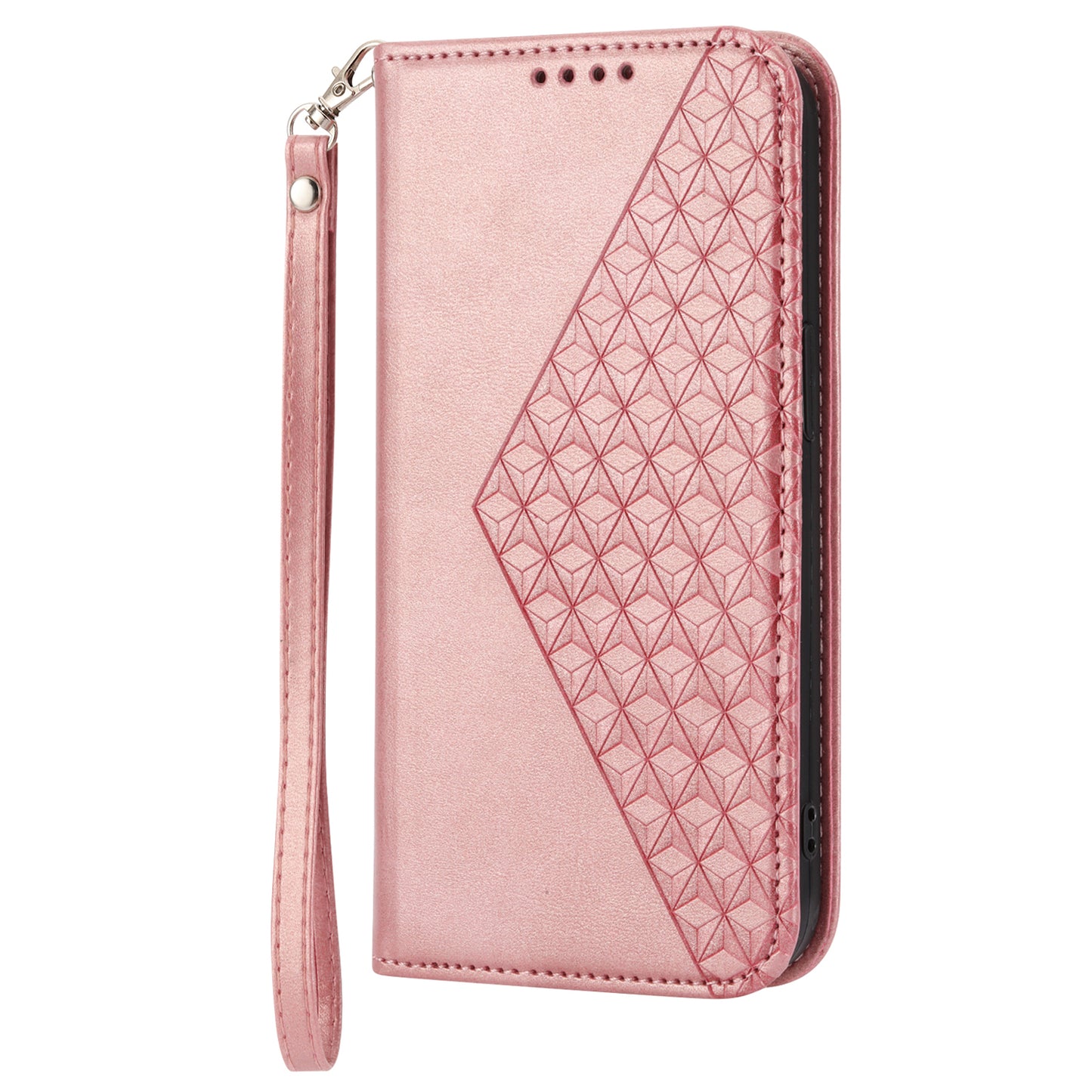 For Samsung Galaxy M14 5G Imprinted Rhombus Pattern Phone Shell Calf Texture PU Leather Stand Phone Case