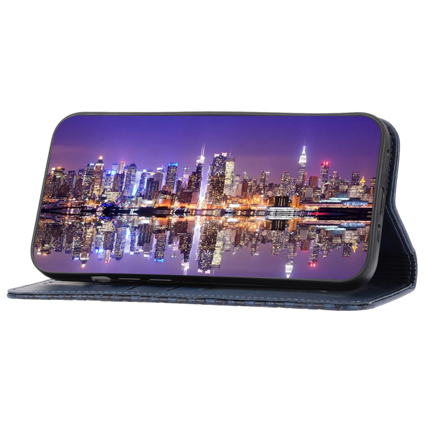 For Samsung Galaxy M14 5G Imprinted Rhombus Pattern Phone Shell Calf Texture PU Leather Stand Phone Case