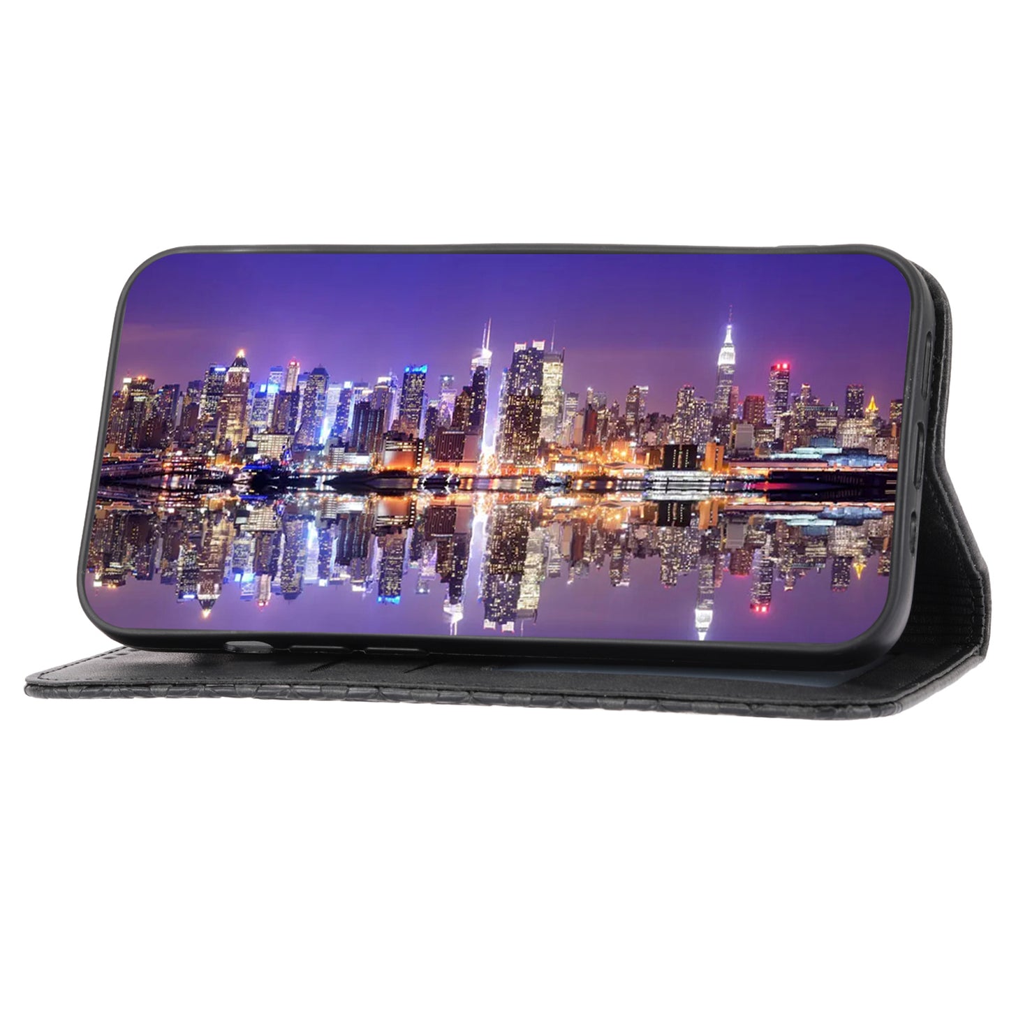 Calf Texture Phone Case for Sony Xperia 1 V , Imprinted Rhombus Pattern PU Leather Stand Phone Cover